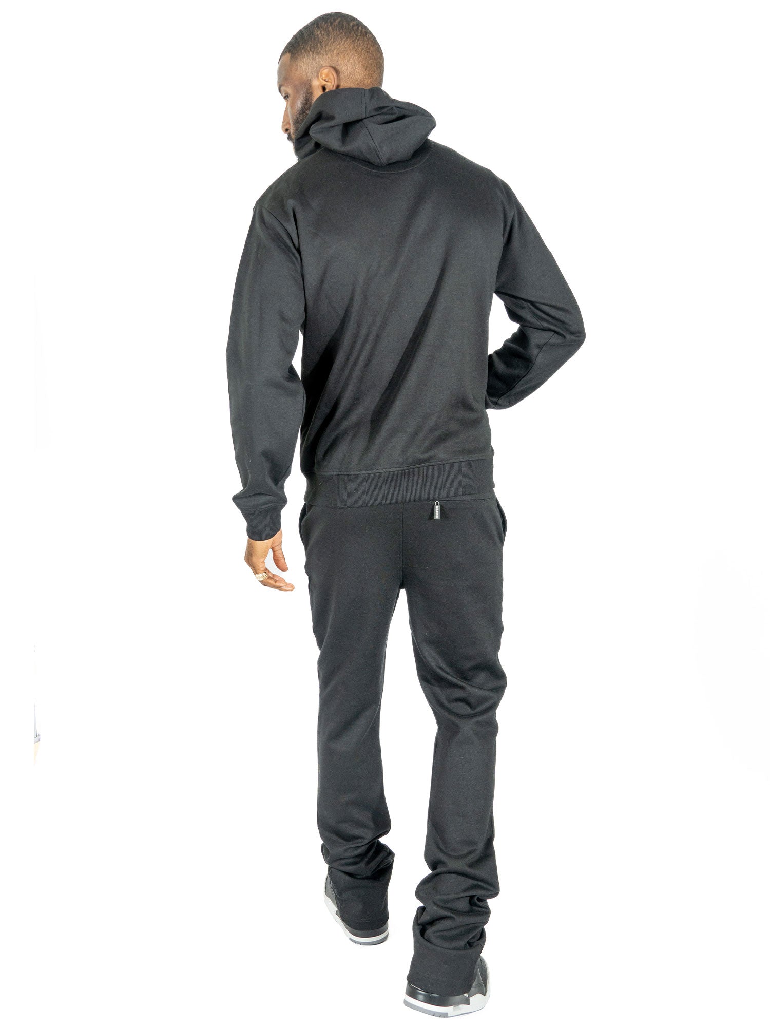Makobi M1635 Essentials Stacked Sweatpants in Black, view 6