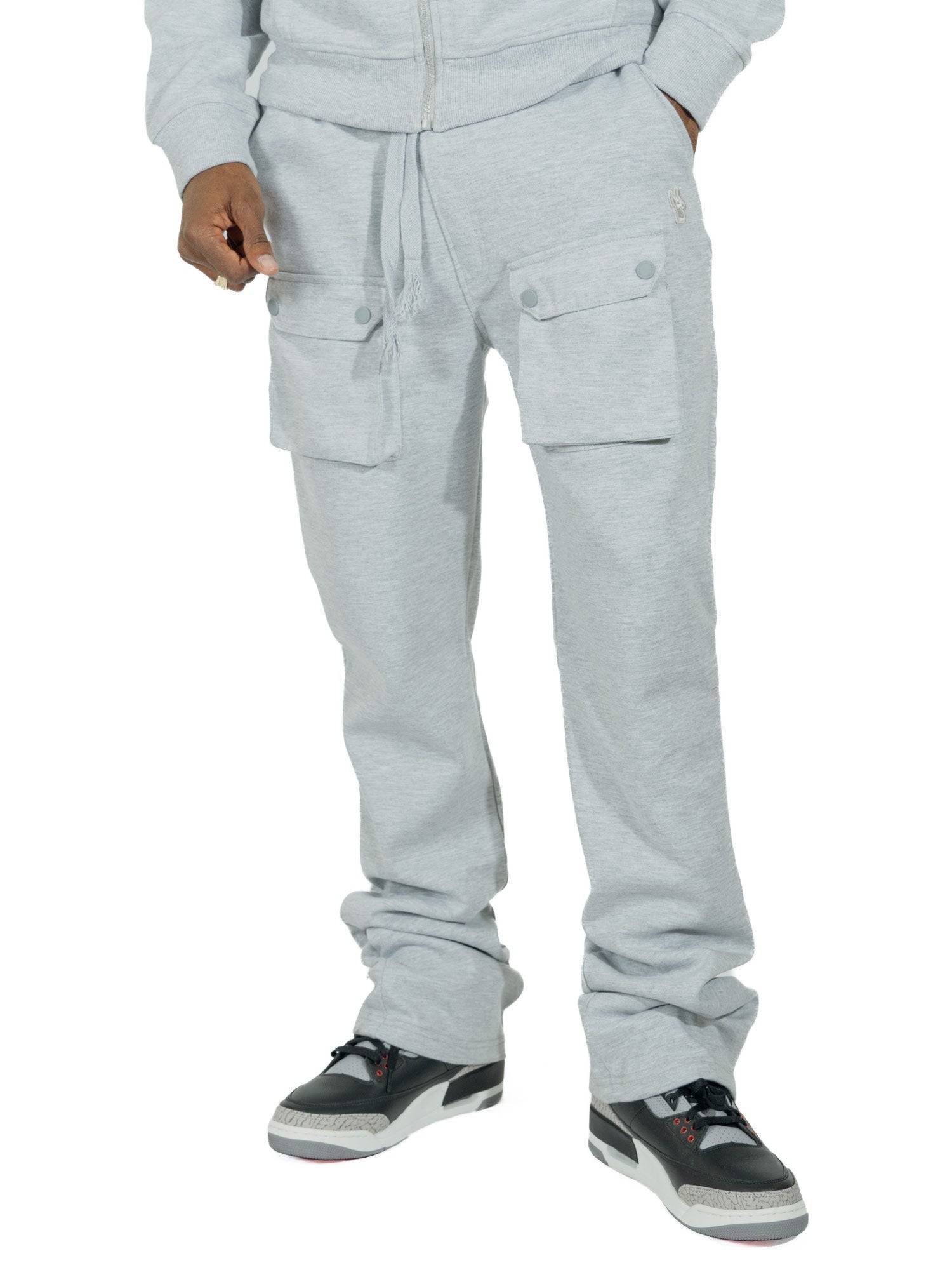 Makobi M1635 Essentials Stacked Sweatpants in Gray