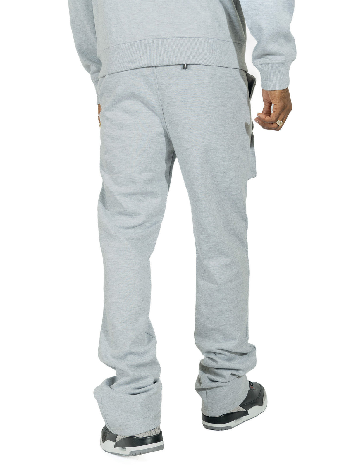 Makobi M1635 Essentials Stacked Sweatpants in Gray, view 3