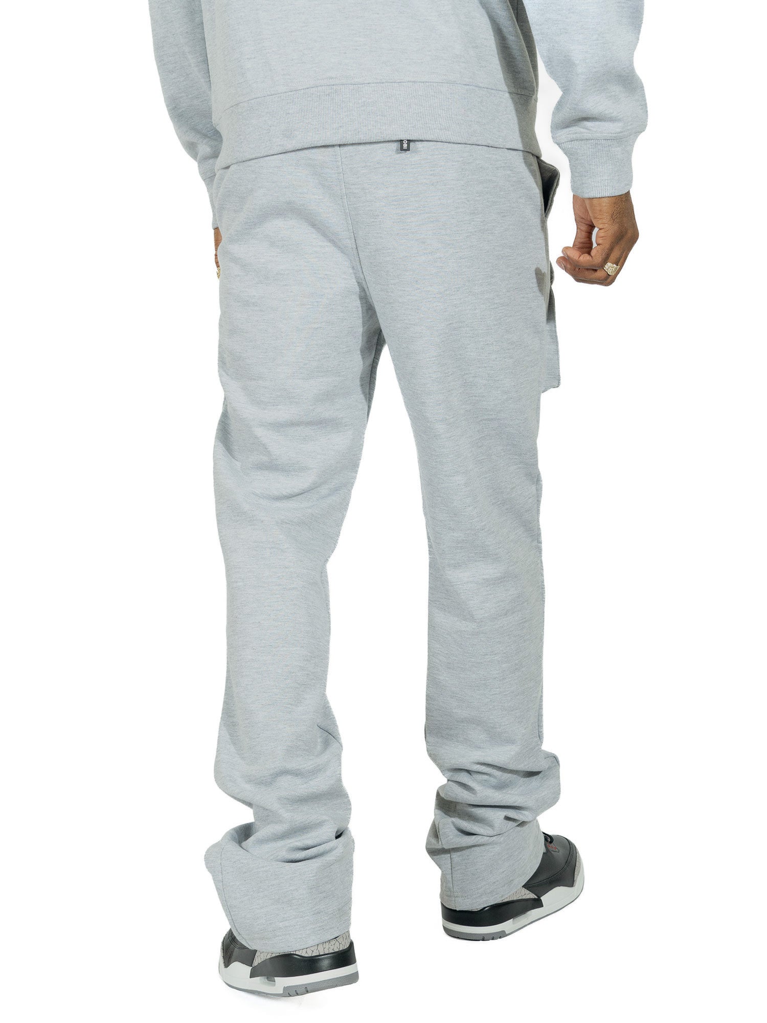 Makobi M1635 Essentials Stacked Sweatpants in Gray, view 3