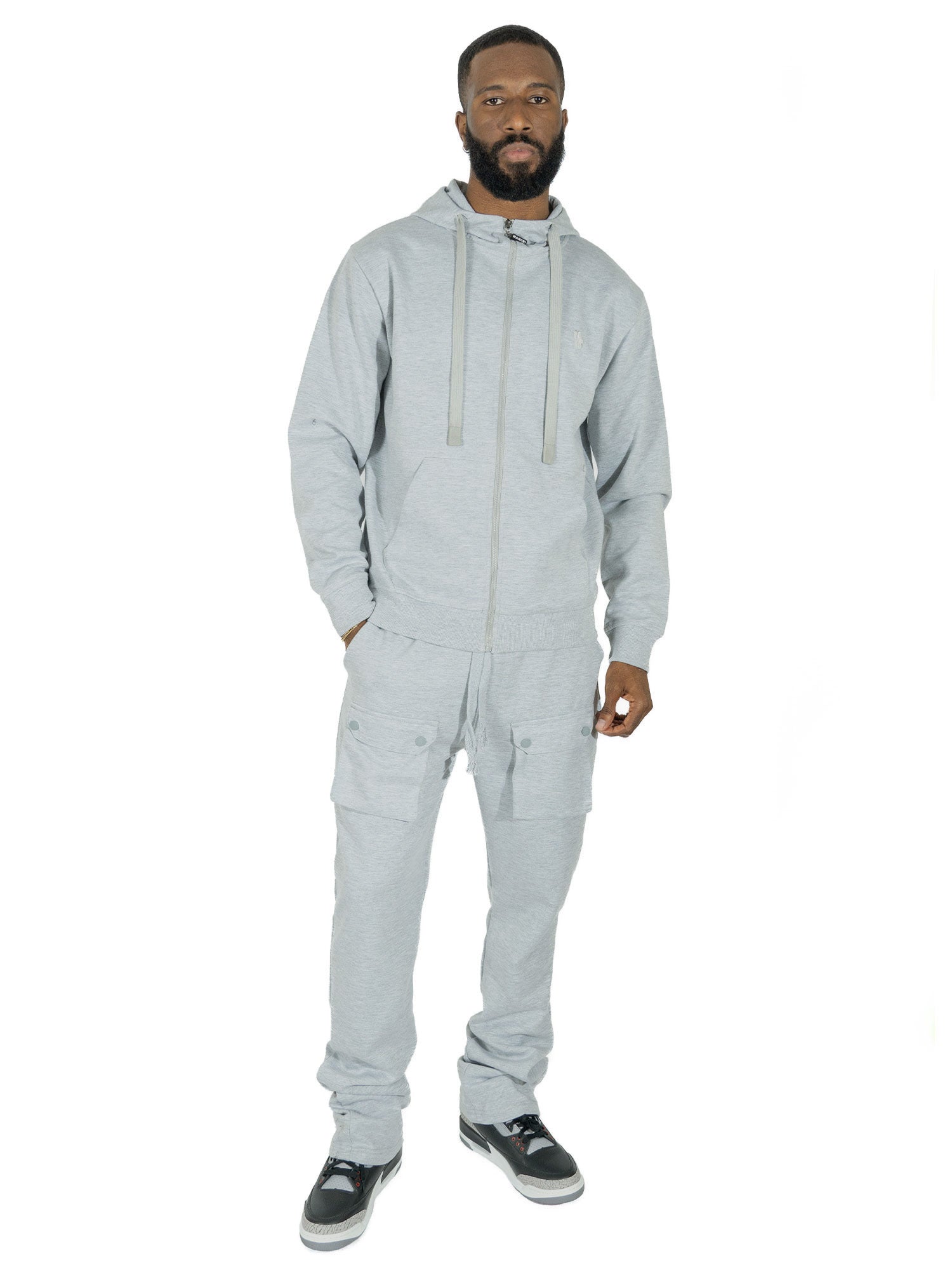 Makobi M1635 Essentials Stacked Sweatpants in Gray, view 5