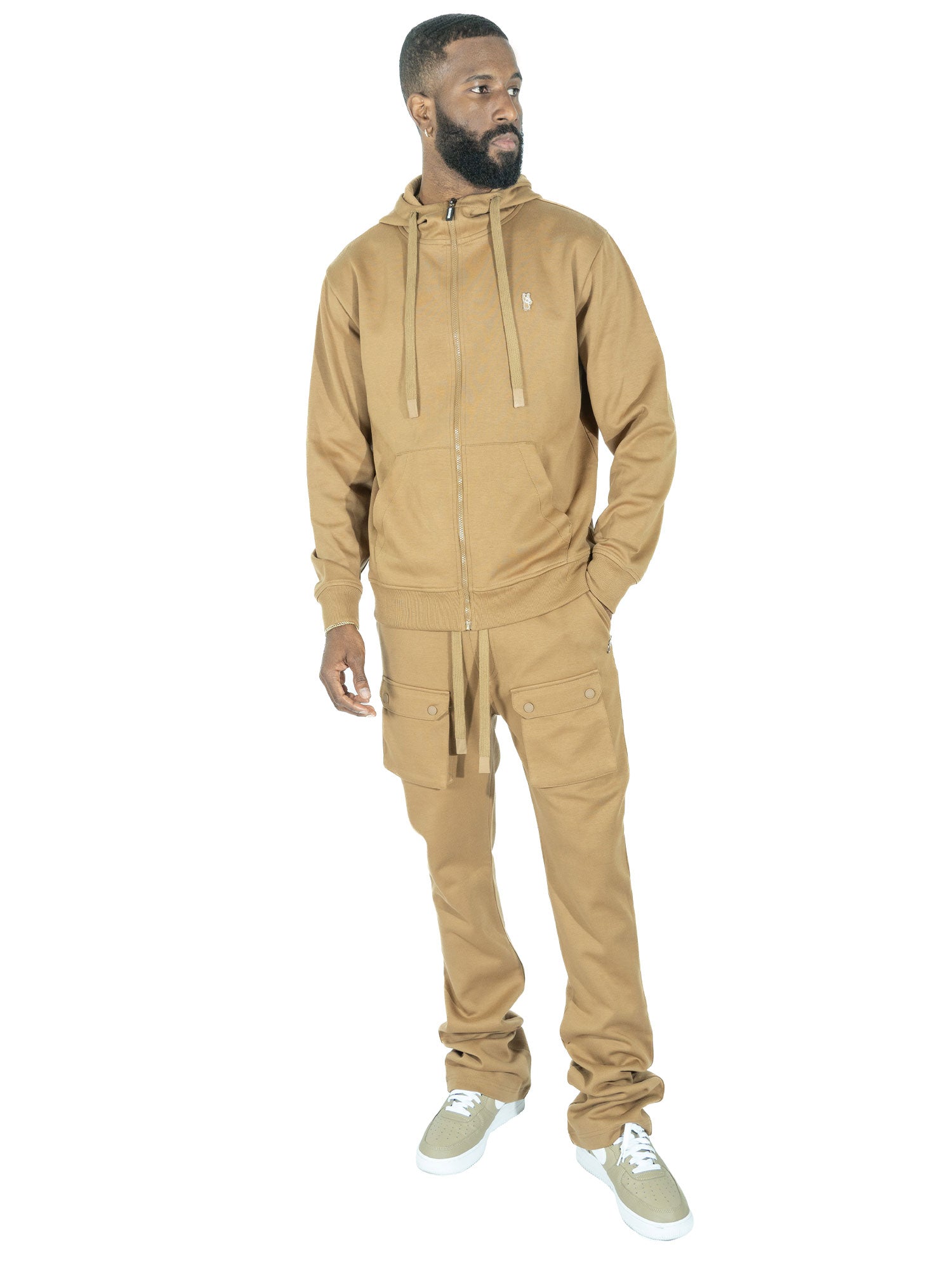 Makobi M1635 Essentials Stacked Sweatpants in Mocha, view 5