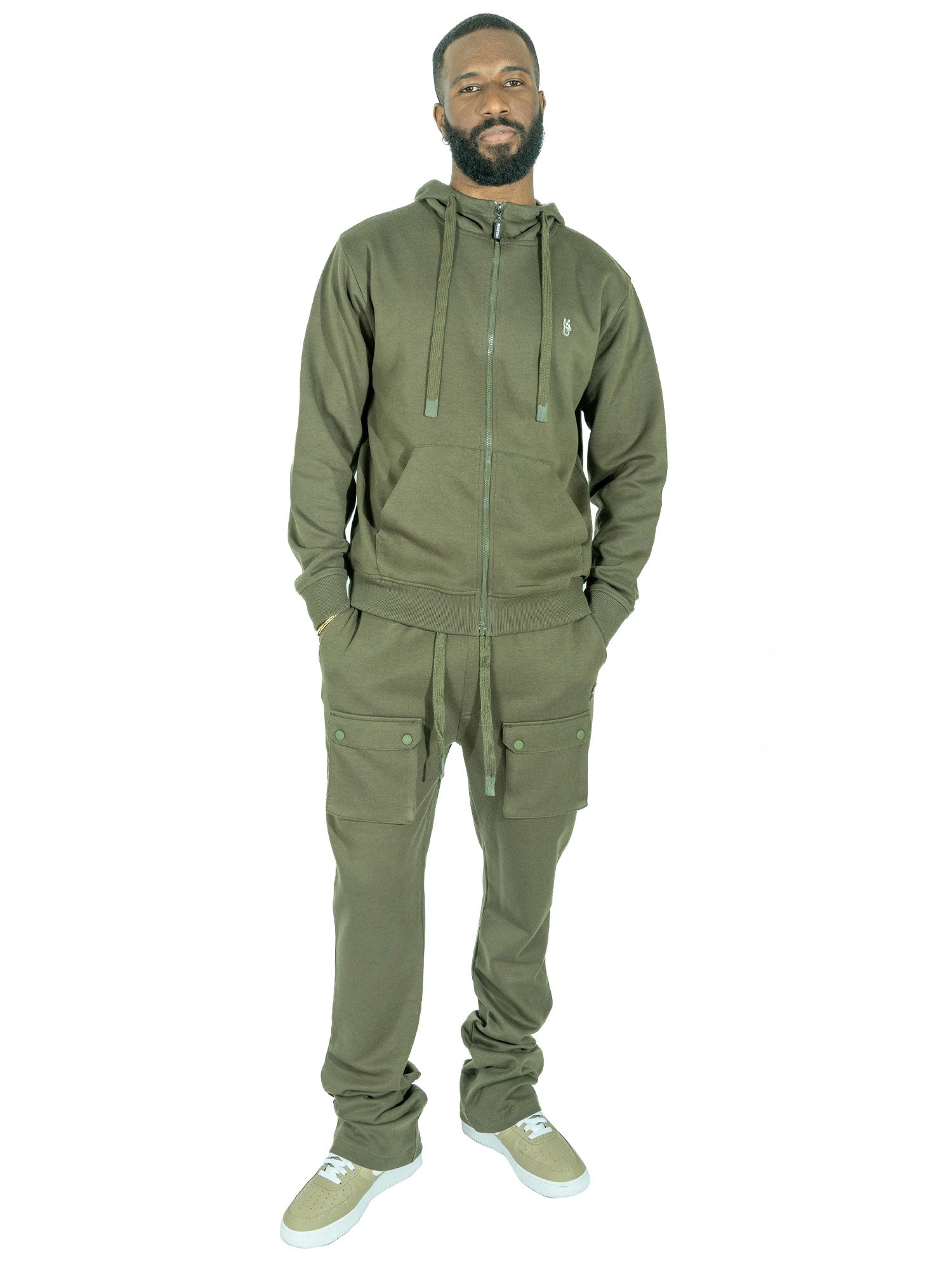 Makobi M1635 Essentials Stacked Sweatpants in Olive, view 5
