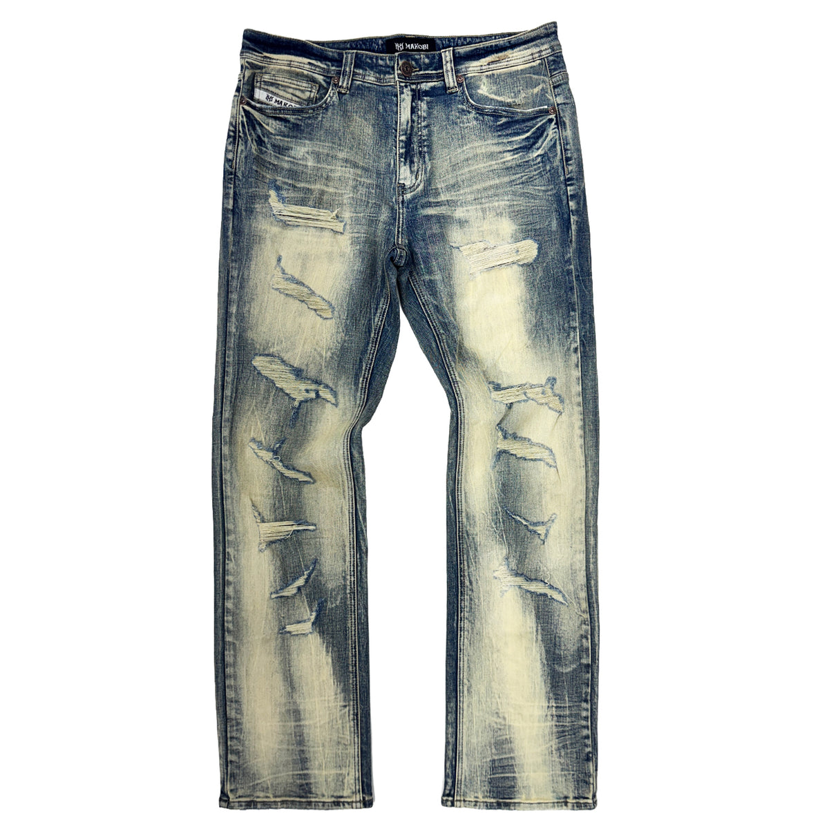 M1926 - Makobi Core Jenim Biker Jeans - بورگوندی