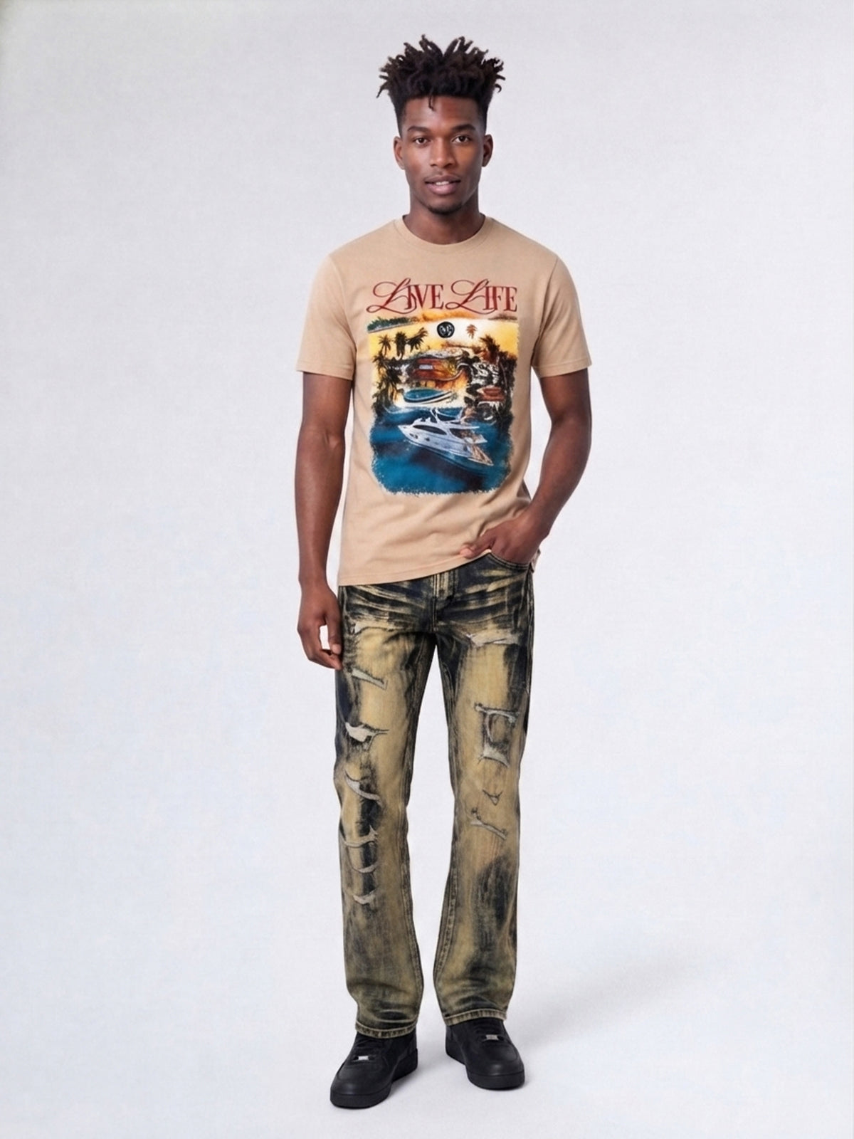 M1648 Sergio Straight Cut Jeans - Brown
