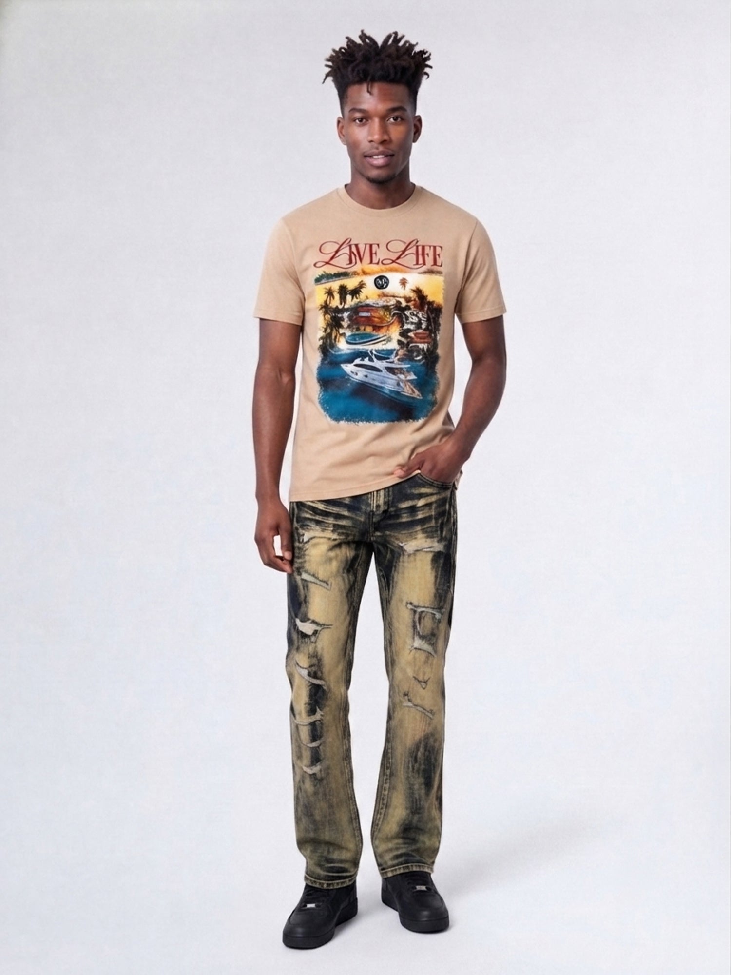M1648 Sergio Straight Cut Jeans - Brown