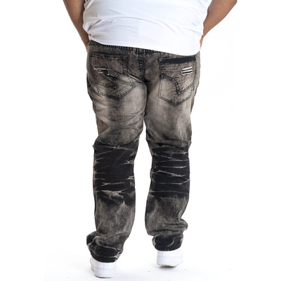 M1721 Makobi Sand Blasted Jeans With All Over Tears - Black