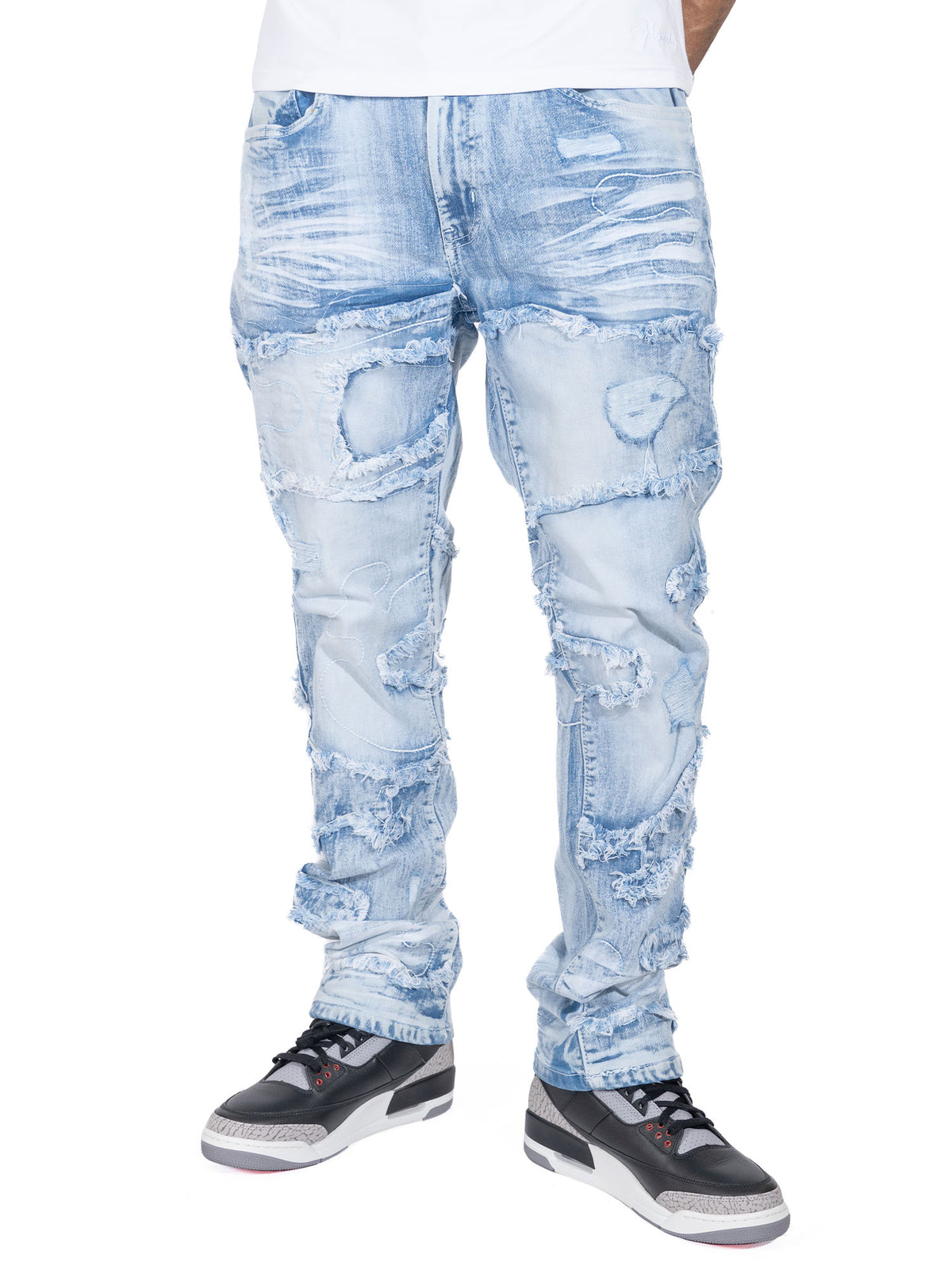 M1926 - Makobi mojuto Denimu Biker sokoto - Burgundy