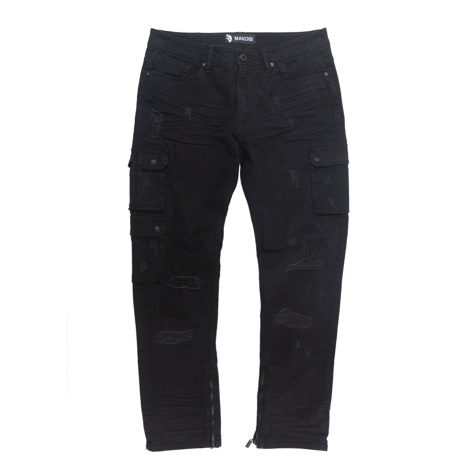 Makobi M1737 Berteli Acid Cargo Pants in Black