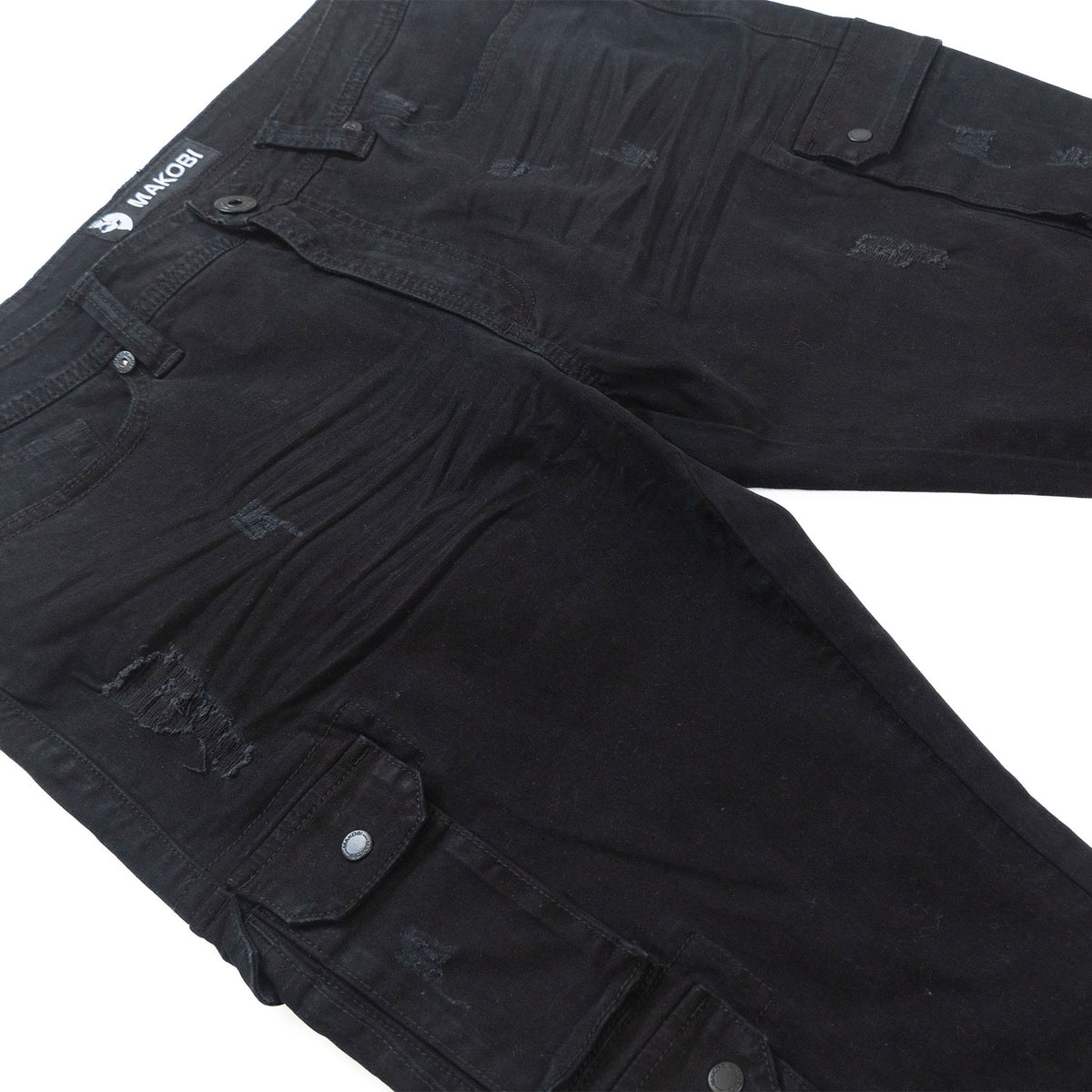 Makobi M1737 Berteli Acid Cargo Pants in Black, view 5