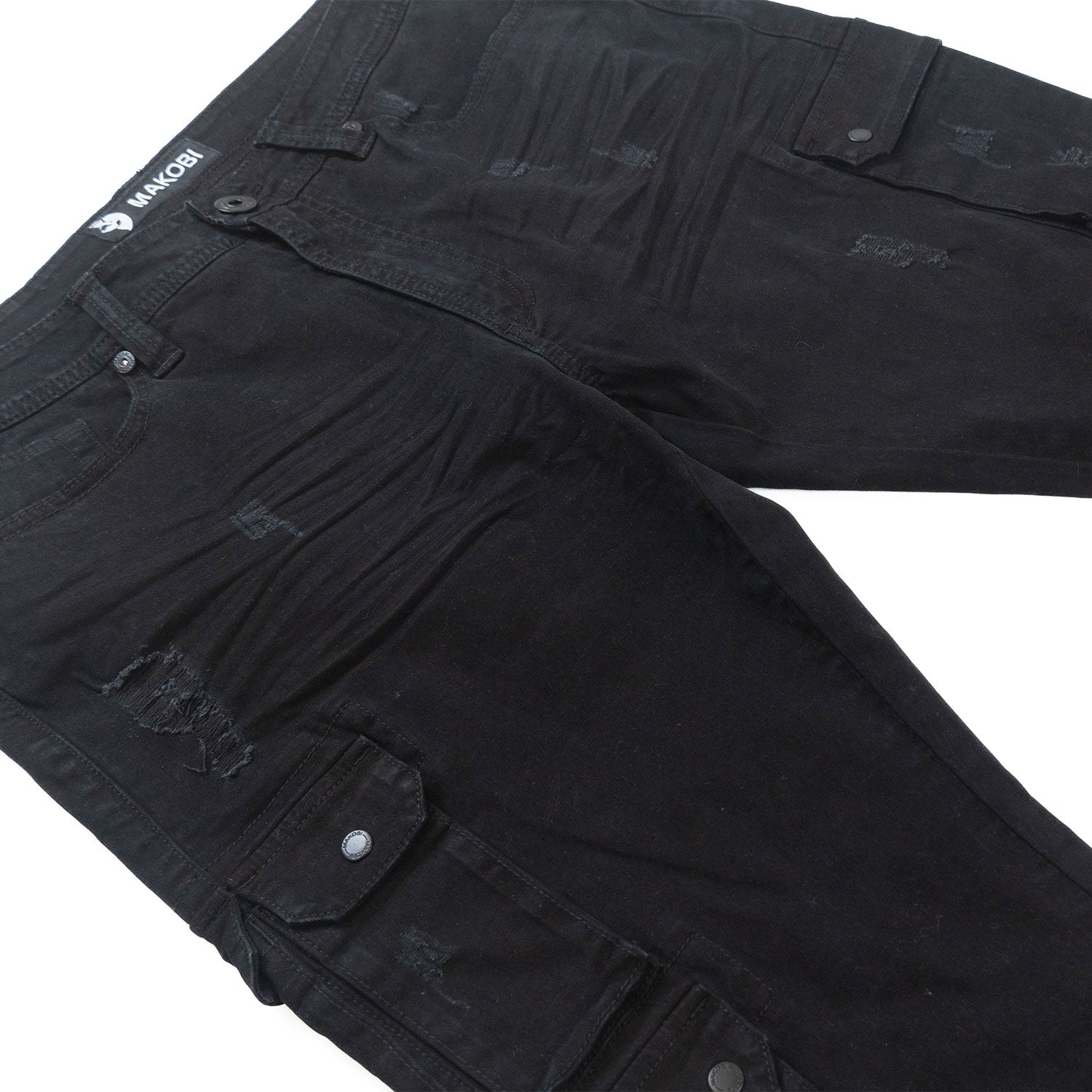 Makobi M1737 Berteli Acid Cargo Pants in Black, view 5
