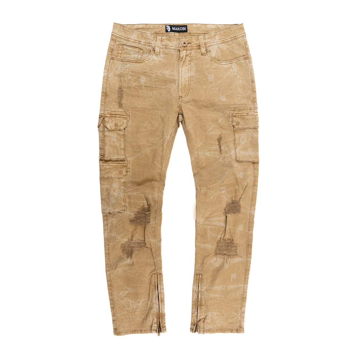 Makobi M1737 Berteli Acid Cargo Pants in Mocha