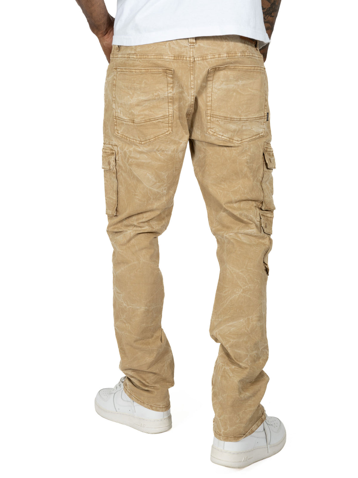 Makobi M1737 Berteli Acid Cargo Pants in Mocha, view 4