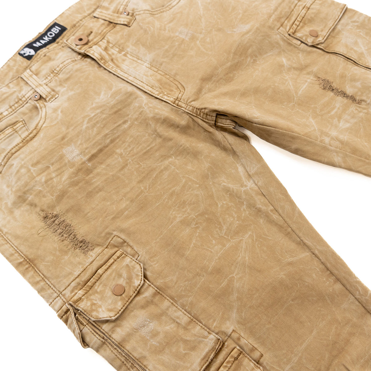 Makobi M1737 Berteli Acid Cargo Pants in Mocha, view 5
