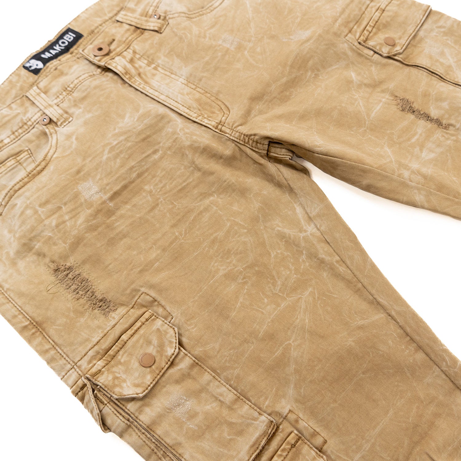Makobi M1737 Berteli Acid Cargo Pants in Mocha, view 5