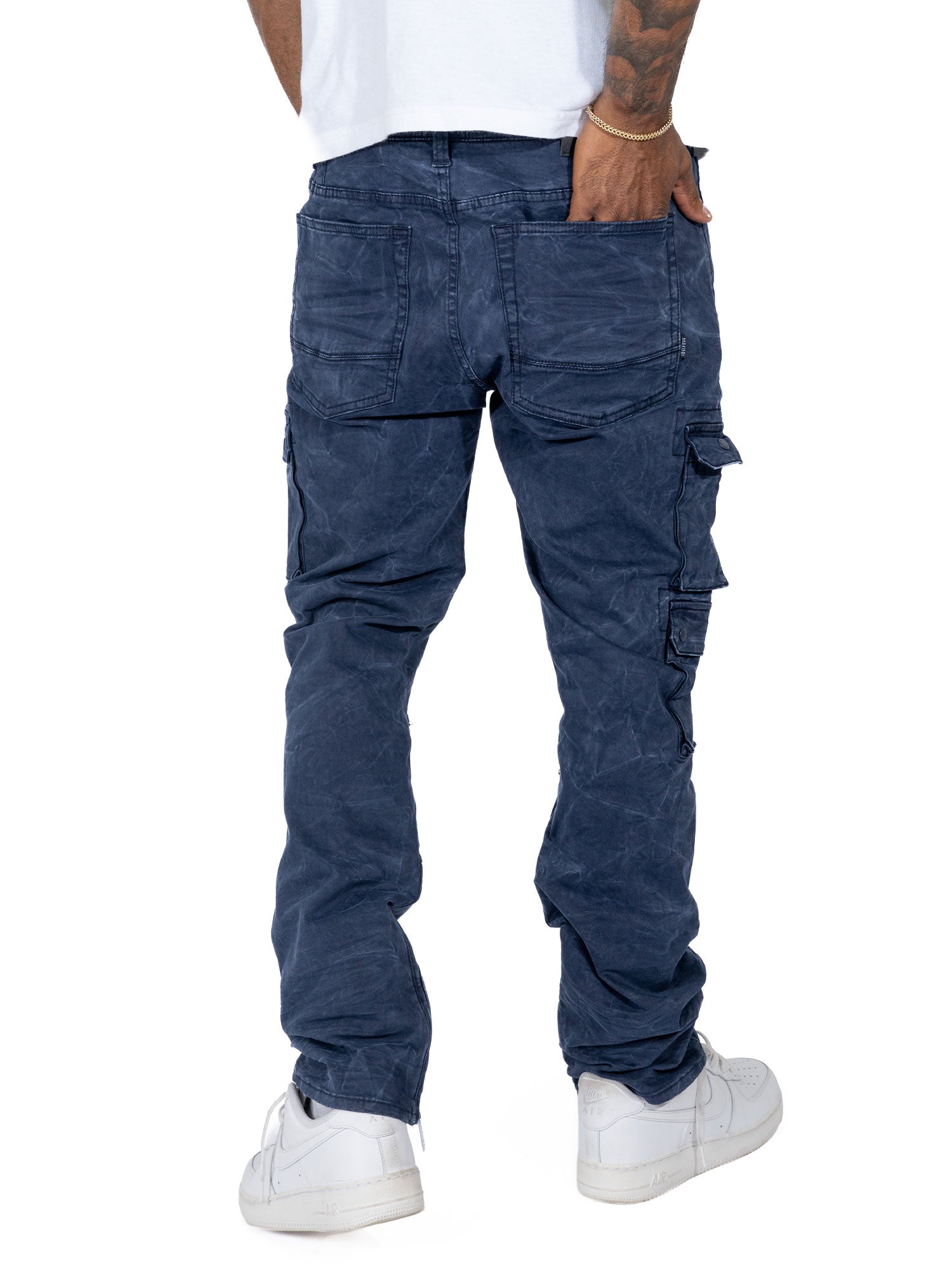 Makobi M1737 Berteli Acid Cargo Pants in Navy, view 4