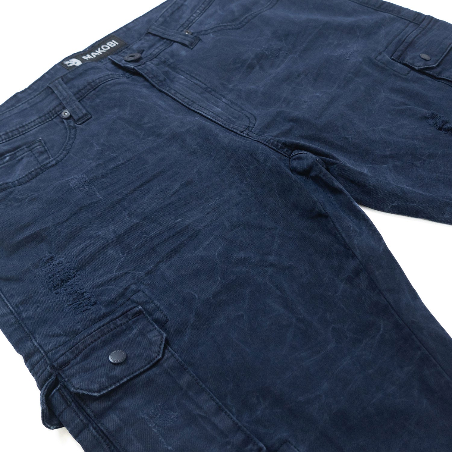 Makobi M1737 Berteli Acid Cargo Pants in Navy, view 5