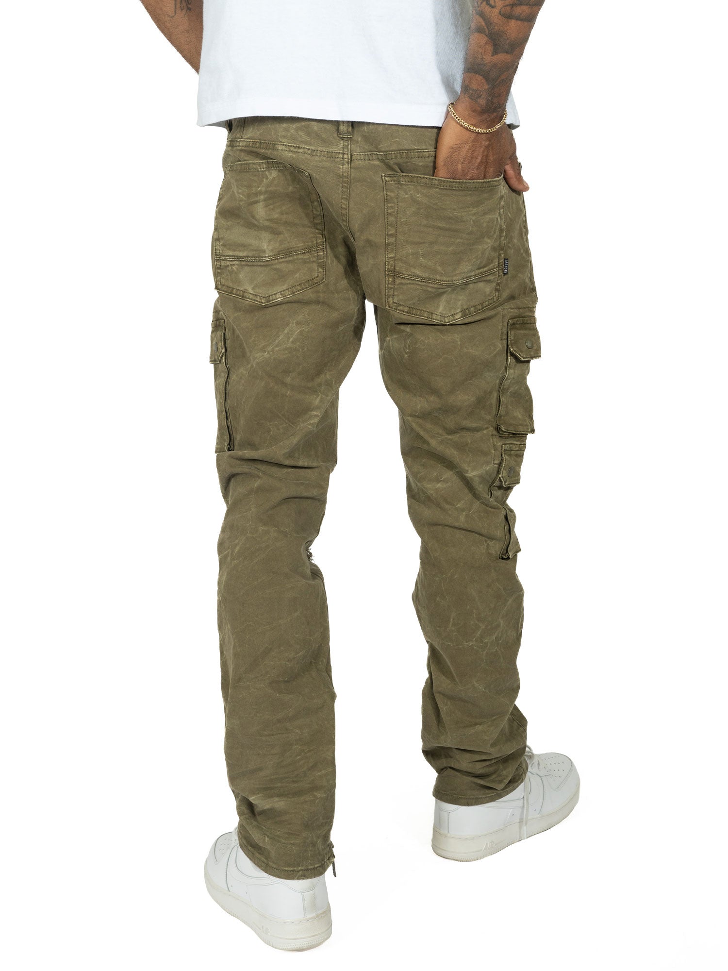 Makobi M1737 Berteli Acid Cargo Pants in Olive, view 4
