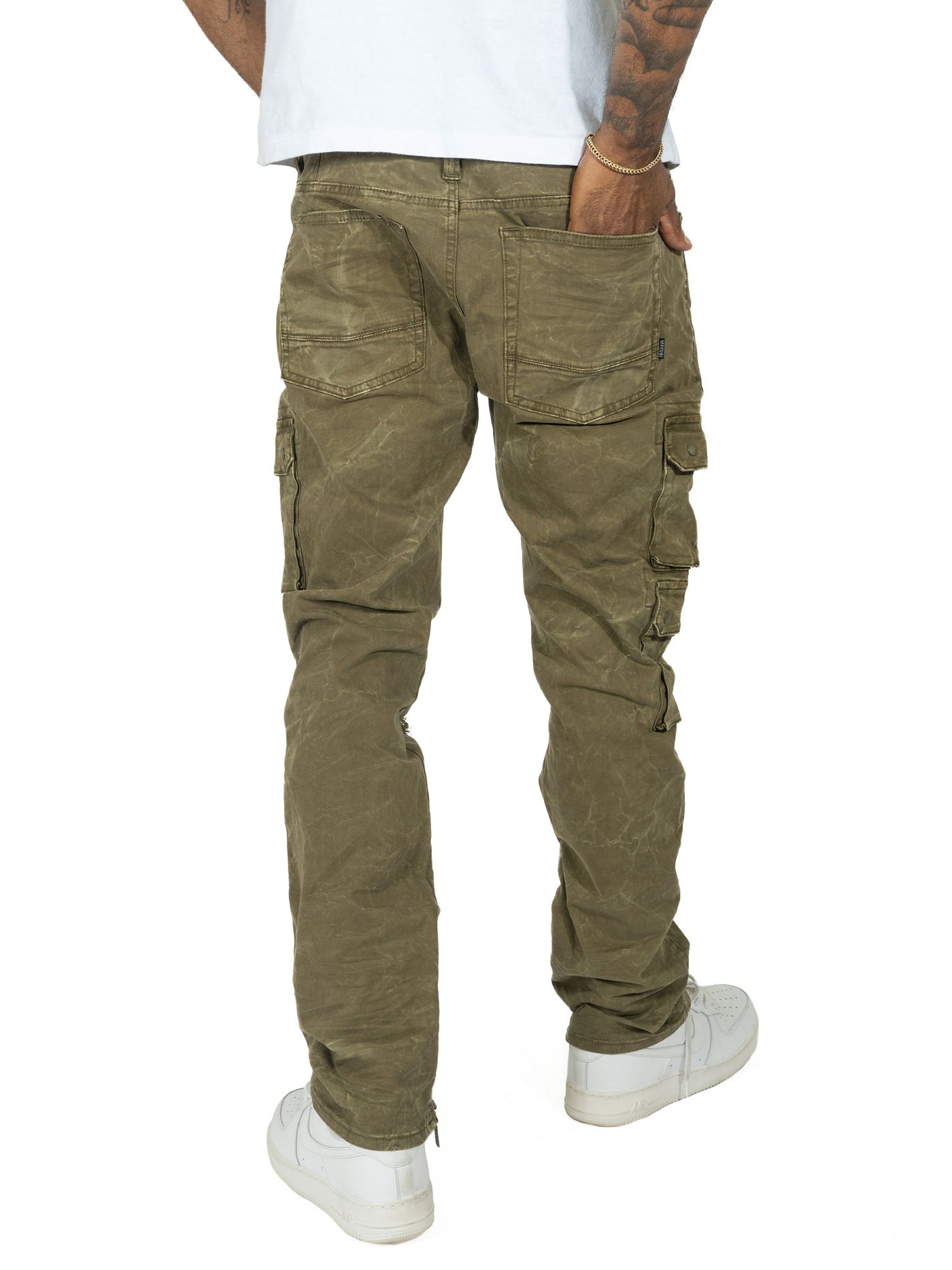 M1737 Berteli Acid Cargo Pants - Olive