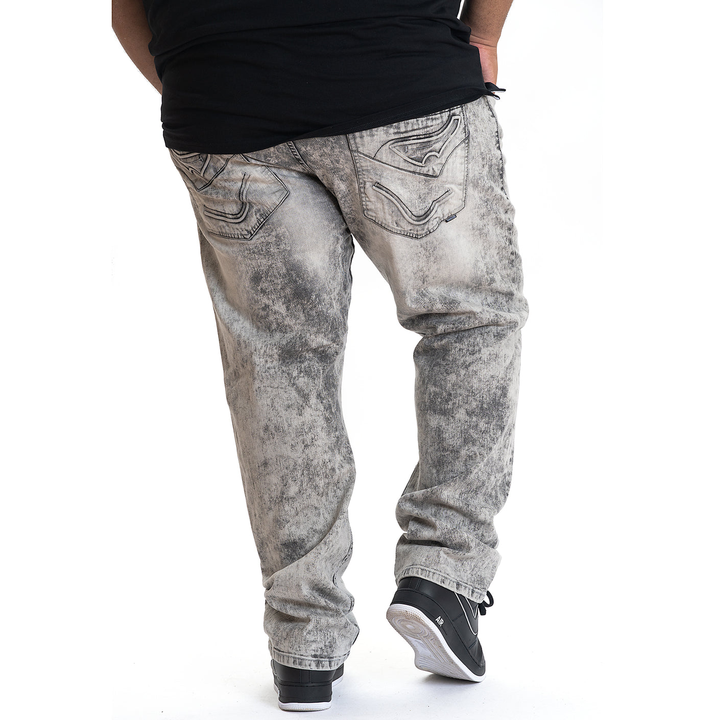 M1748 Marbleized Faded Jeans - Gray