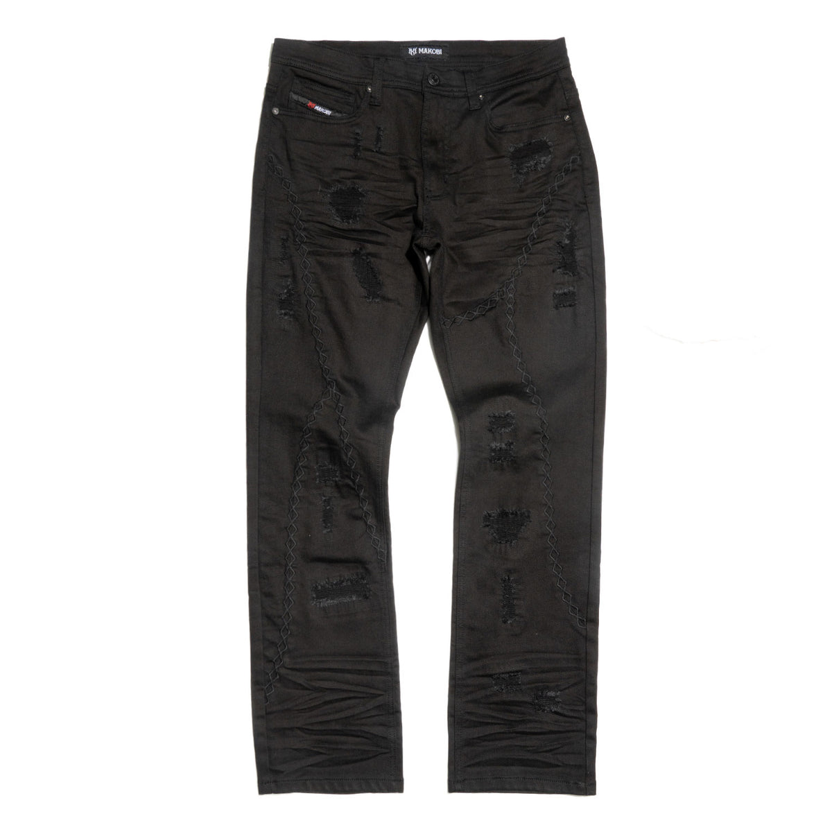 M1926 - Makobi Core Jenim Biker Jeans - بورگوندی