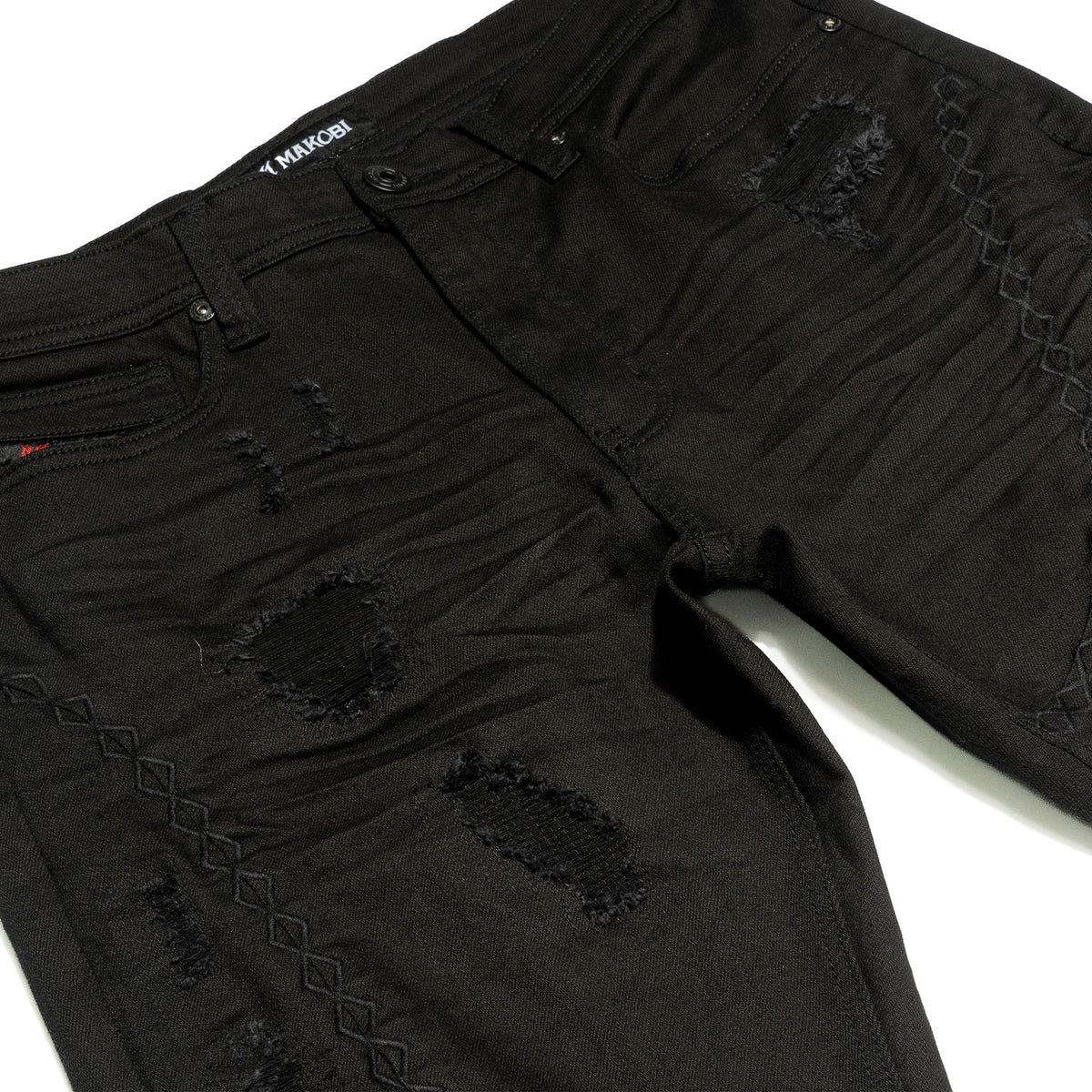 M1926 - Makobi Core Jenim Biker Jeans - بورگوندی