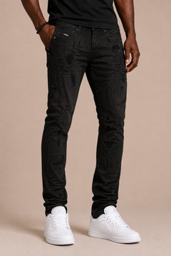 M1926 - Makobi mojuto Denimu Biker sokoto - Burgundy