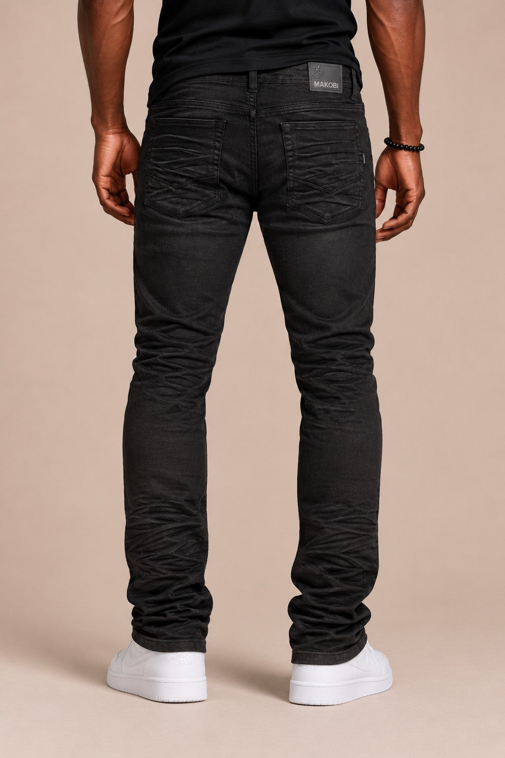 M1926 - Makobi Core Jenim Biker Jeans - بورگوندی