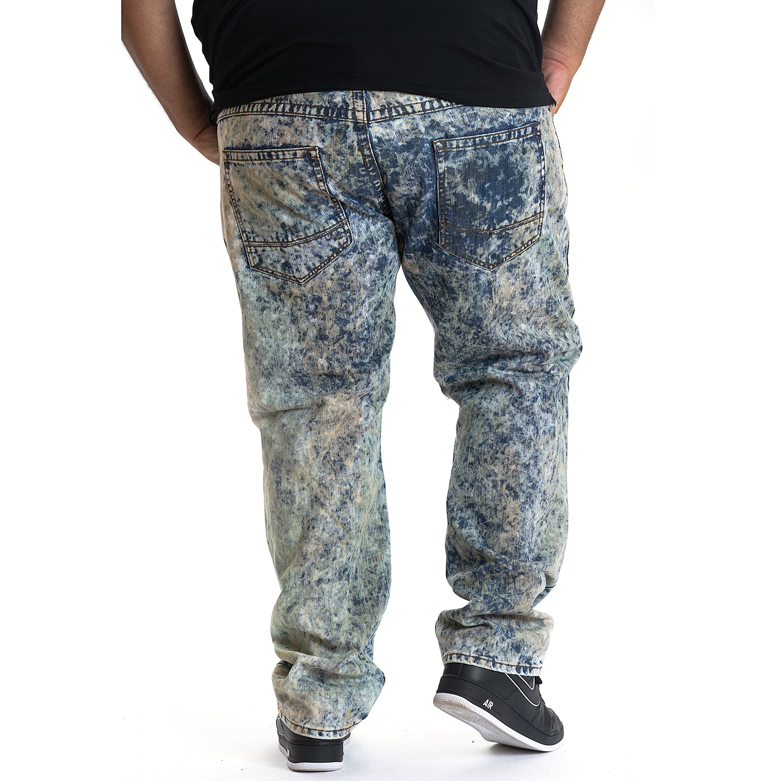 Makobi M1778 Marbleized Ripped Jeans in Mint, view 2