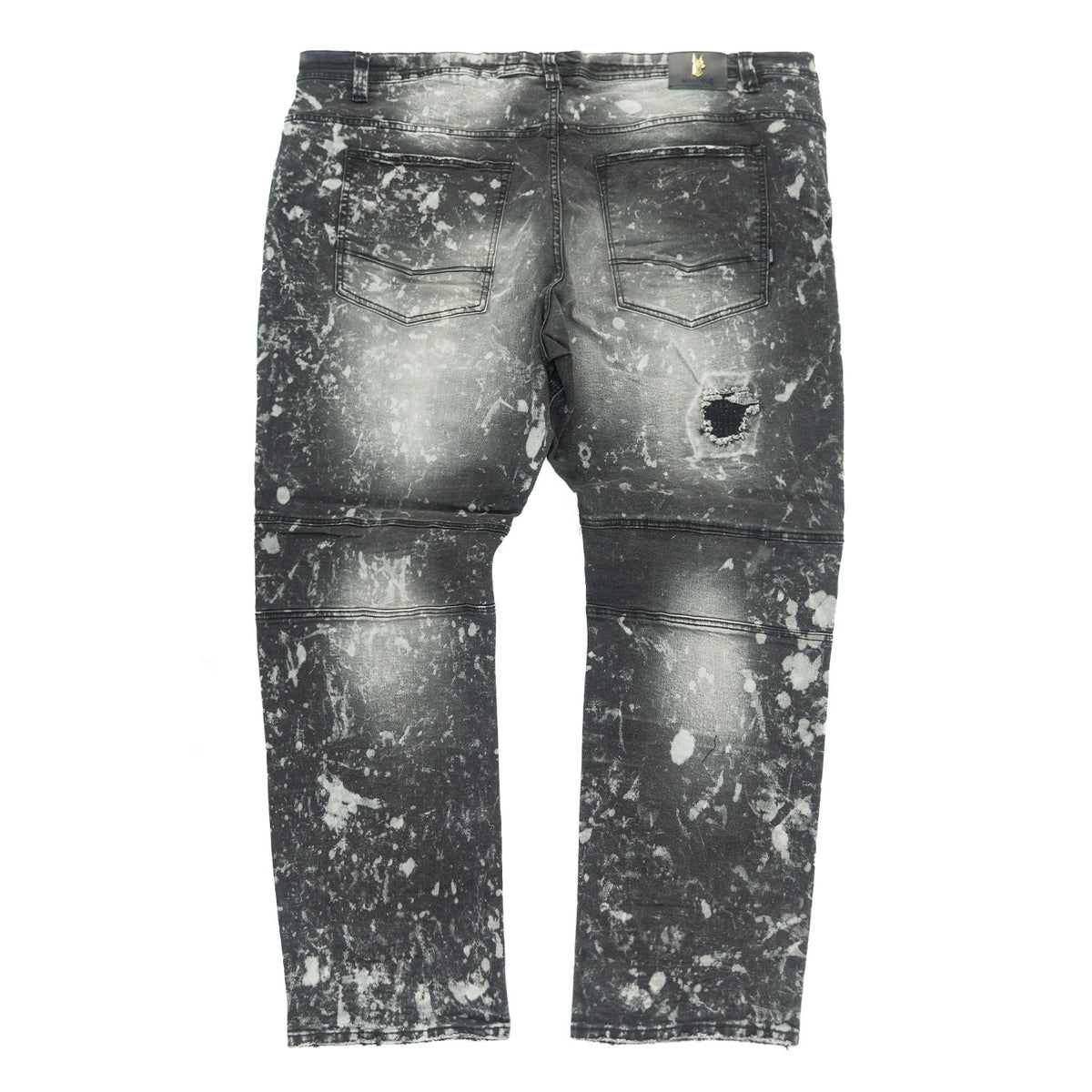 M1779 Makobi Biker Jeans with Rip Damages  - Black