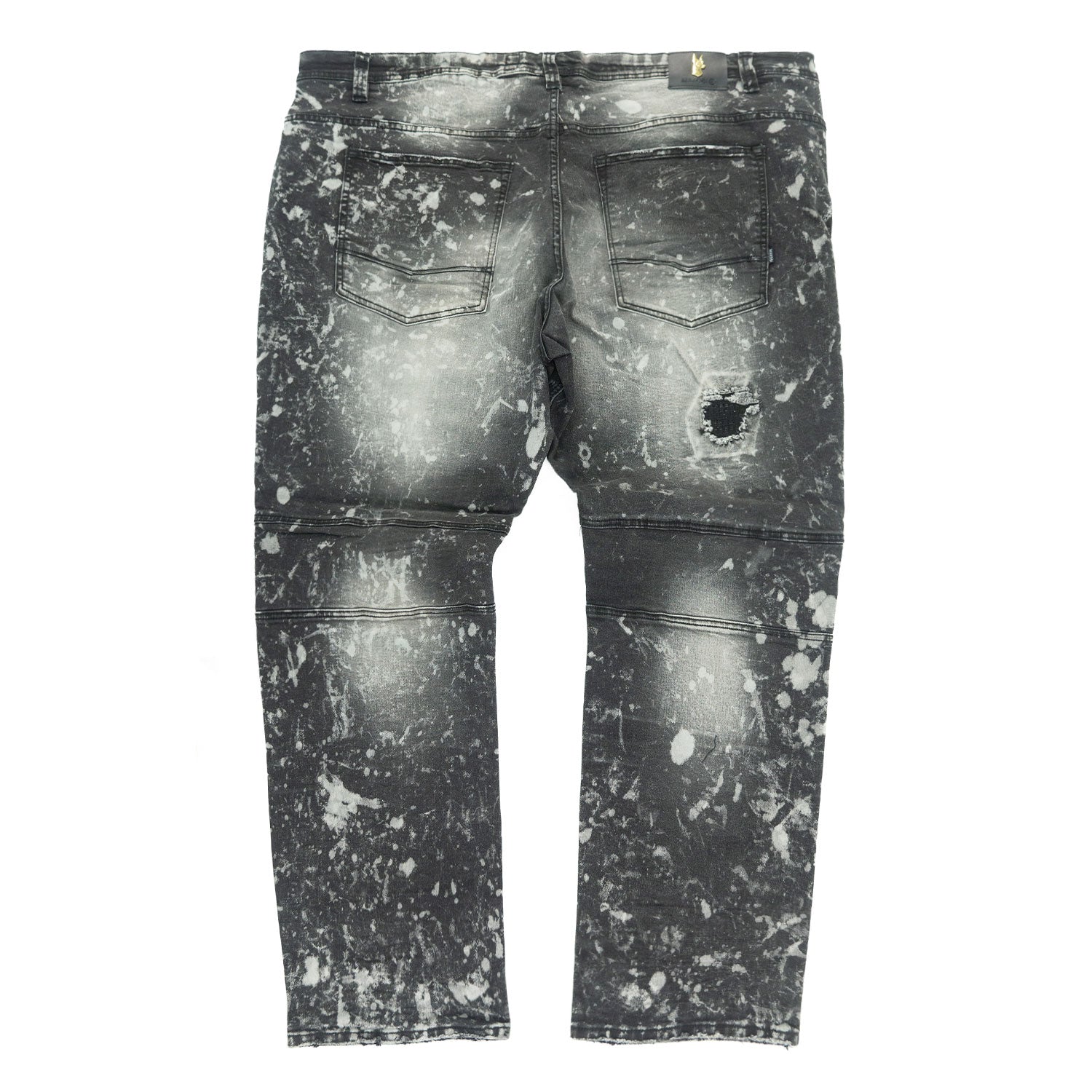 M1779 Makobi Biker Jeans with Rip Damages  - Black