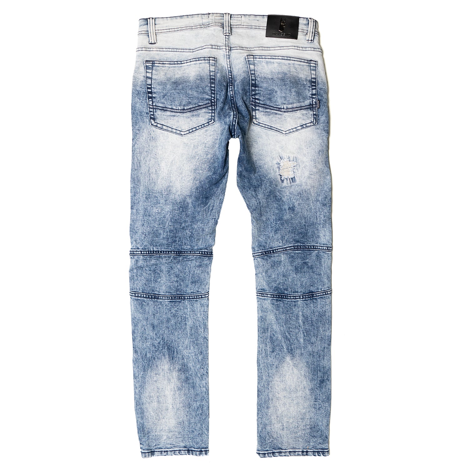M1786 Makobi Prado Biker Jeans pẹlu Rip & Tunṣe - Dark Wẹ