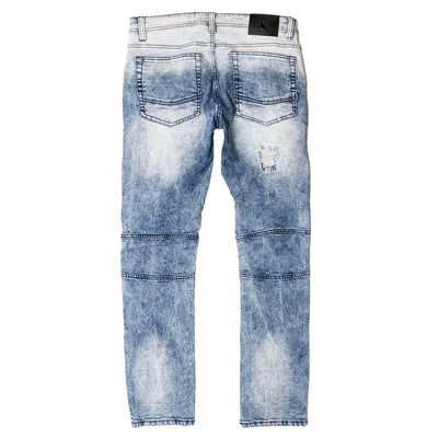 M1786 Makobi Prado Biker Jeans with Rip & Repair - Dark Wash