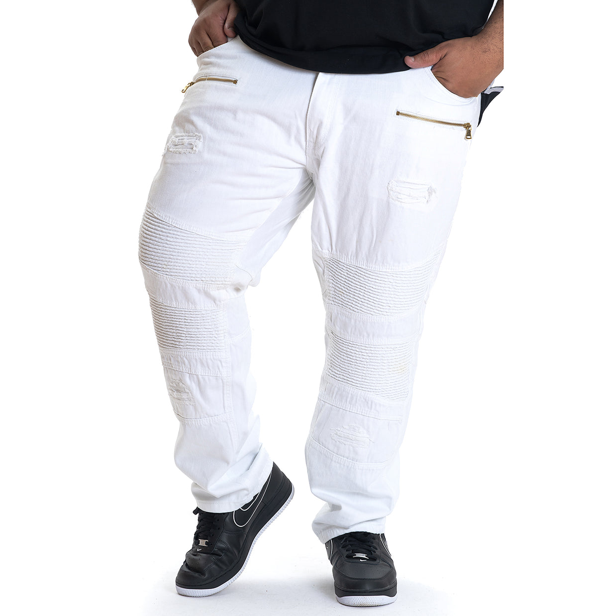 Makobi M1790 MAKOBI Bikers w/Rhinestone Pockets in White, view 2