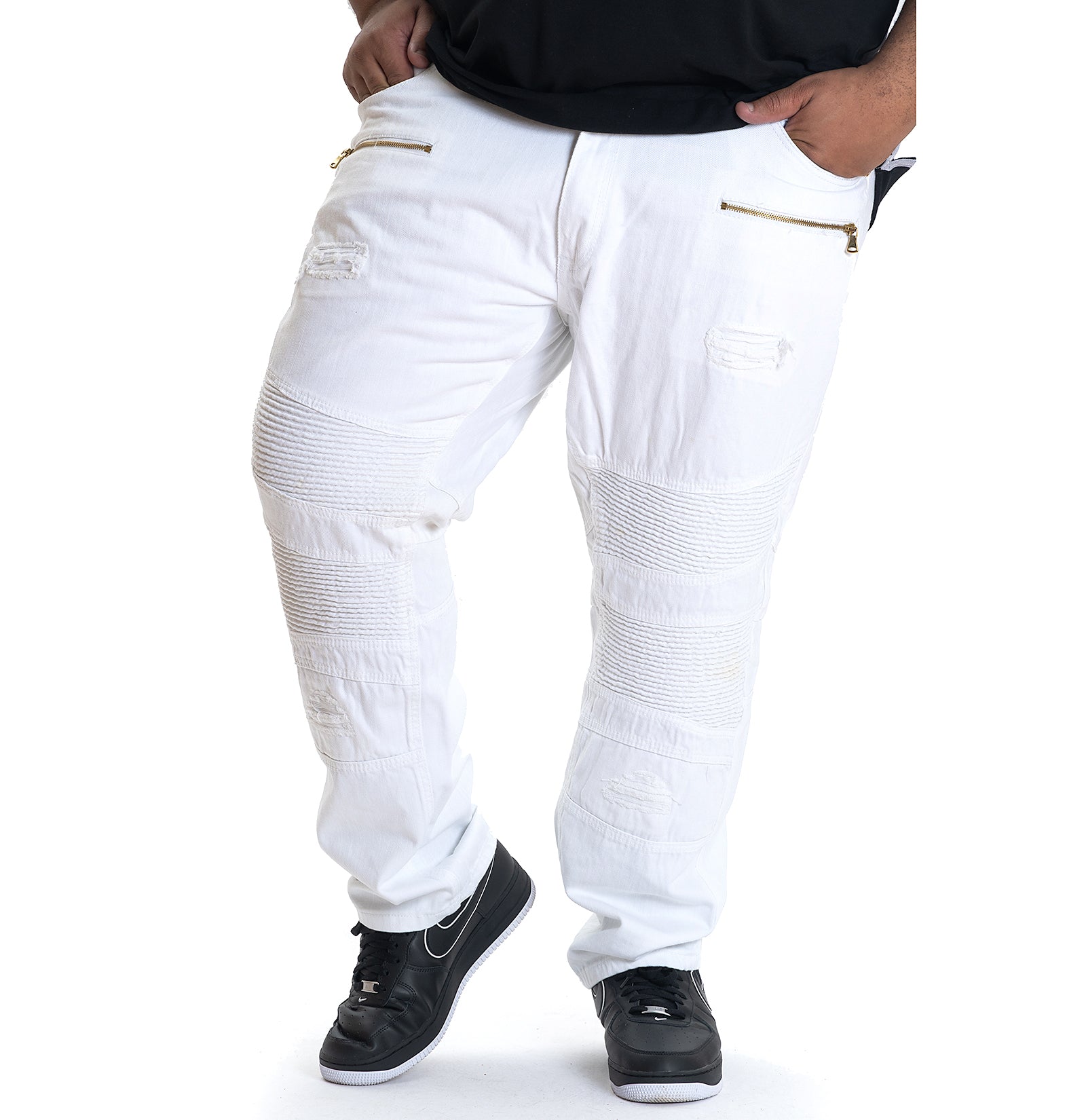 Makobi M1790 MAKOBI Bikers w/Rhinestone Pockets in White, view 2