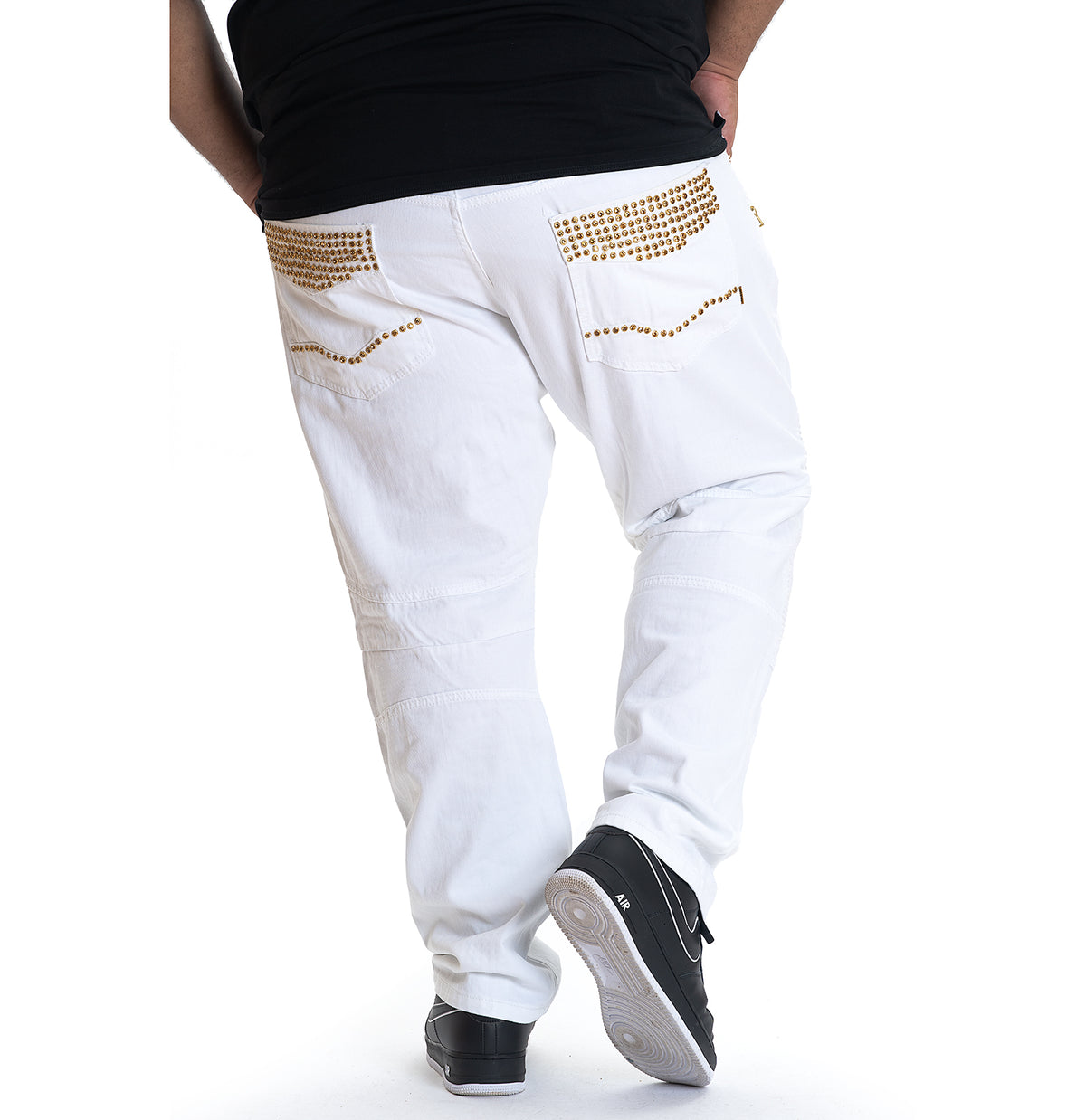 Makobi M1790 MAKOBI Bikers w/Rhinestone Pockets in White