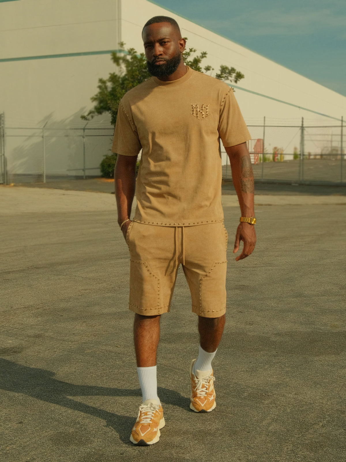 M183 Prada Jersey Short Set - Mocha