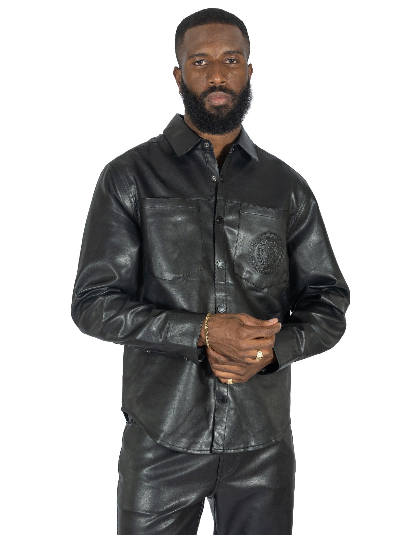 M1867 Romano Vegan leather Button-Down Shirt