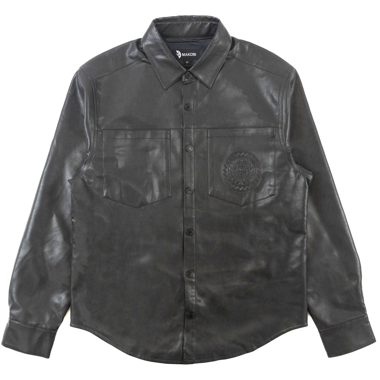 Makobi M1867 Romano Vegan leather Button-Down Shirt, view 2