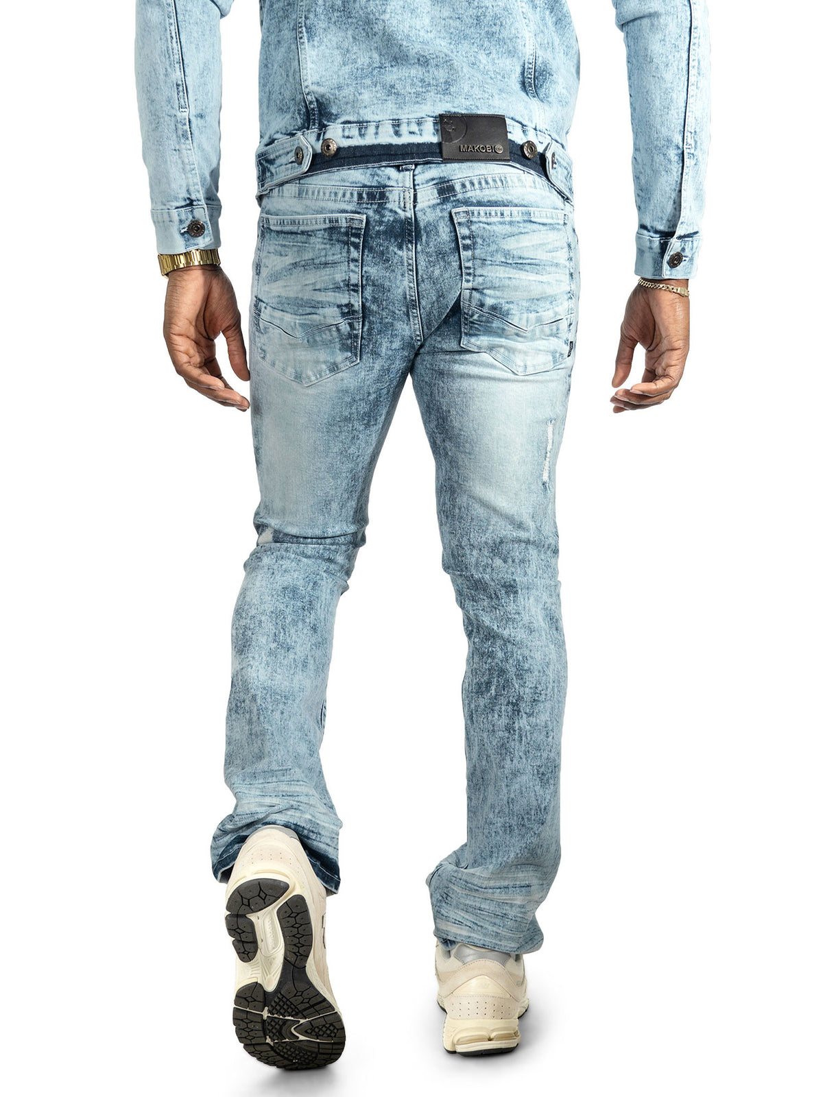 M1926 - Makobi mojuto Denimu Biker sokoto - Burgundy