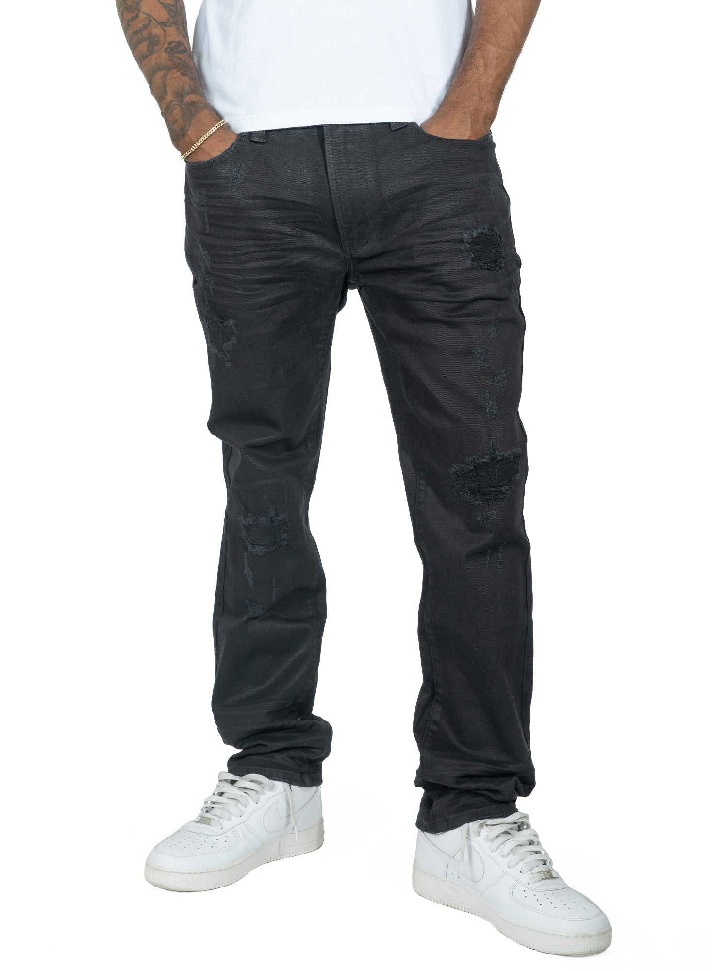 M1901 Makobi Segreto Waxed Jeans - Black