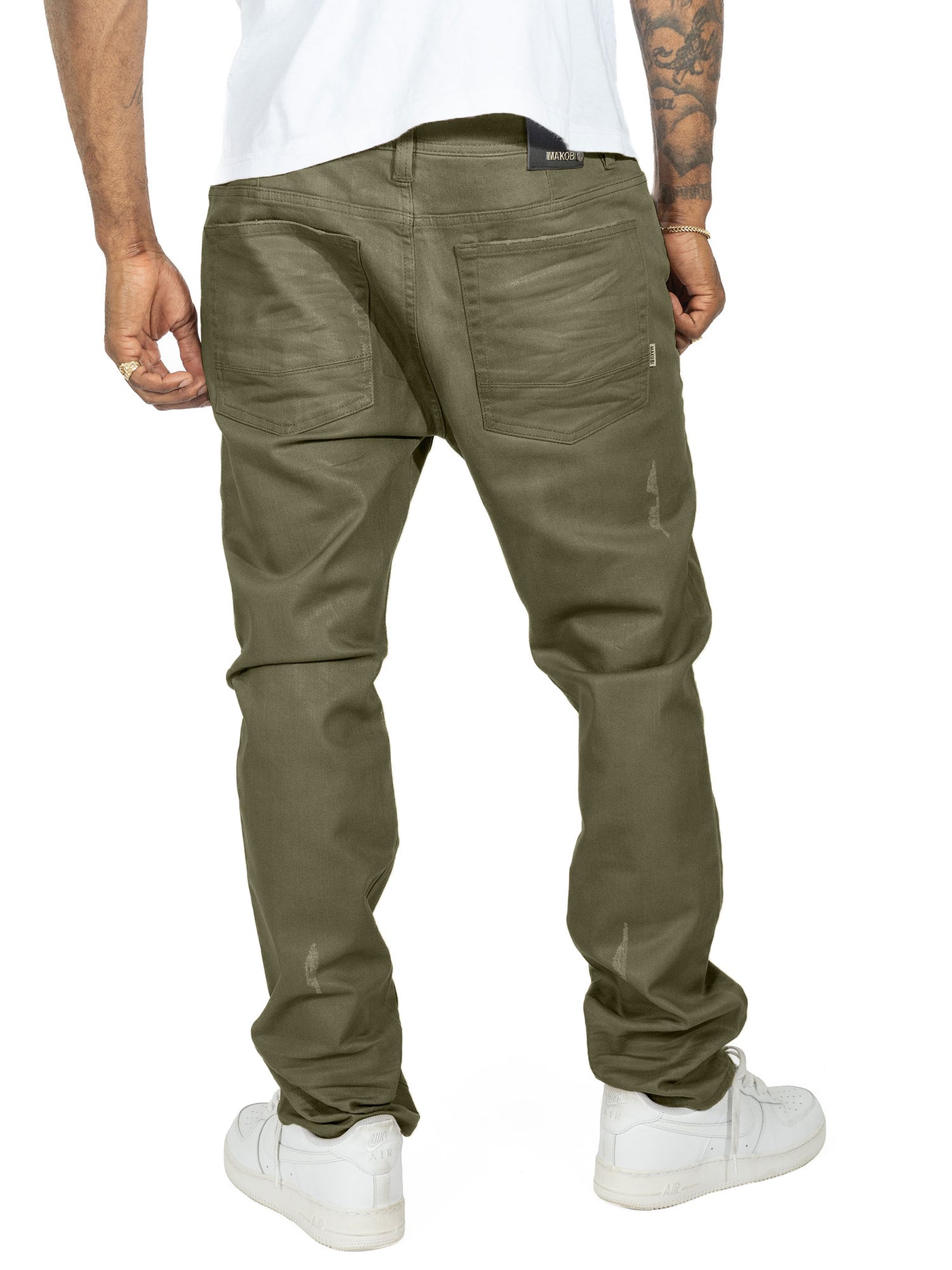 M1901 Makobi Segreto Waxed Jeans - Dark Olive