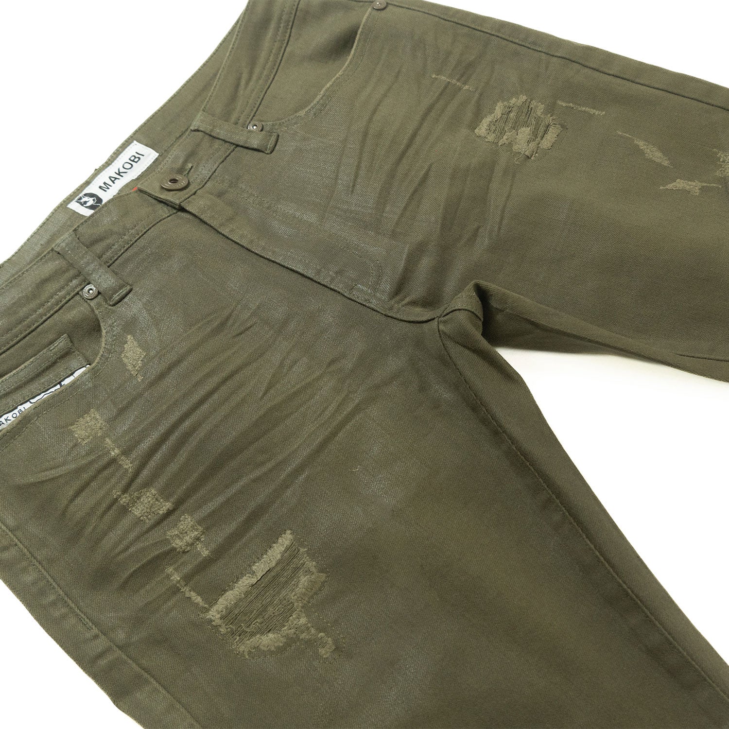 M1901 Makobi Segreto Waxed Jeans - Dark Olive