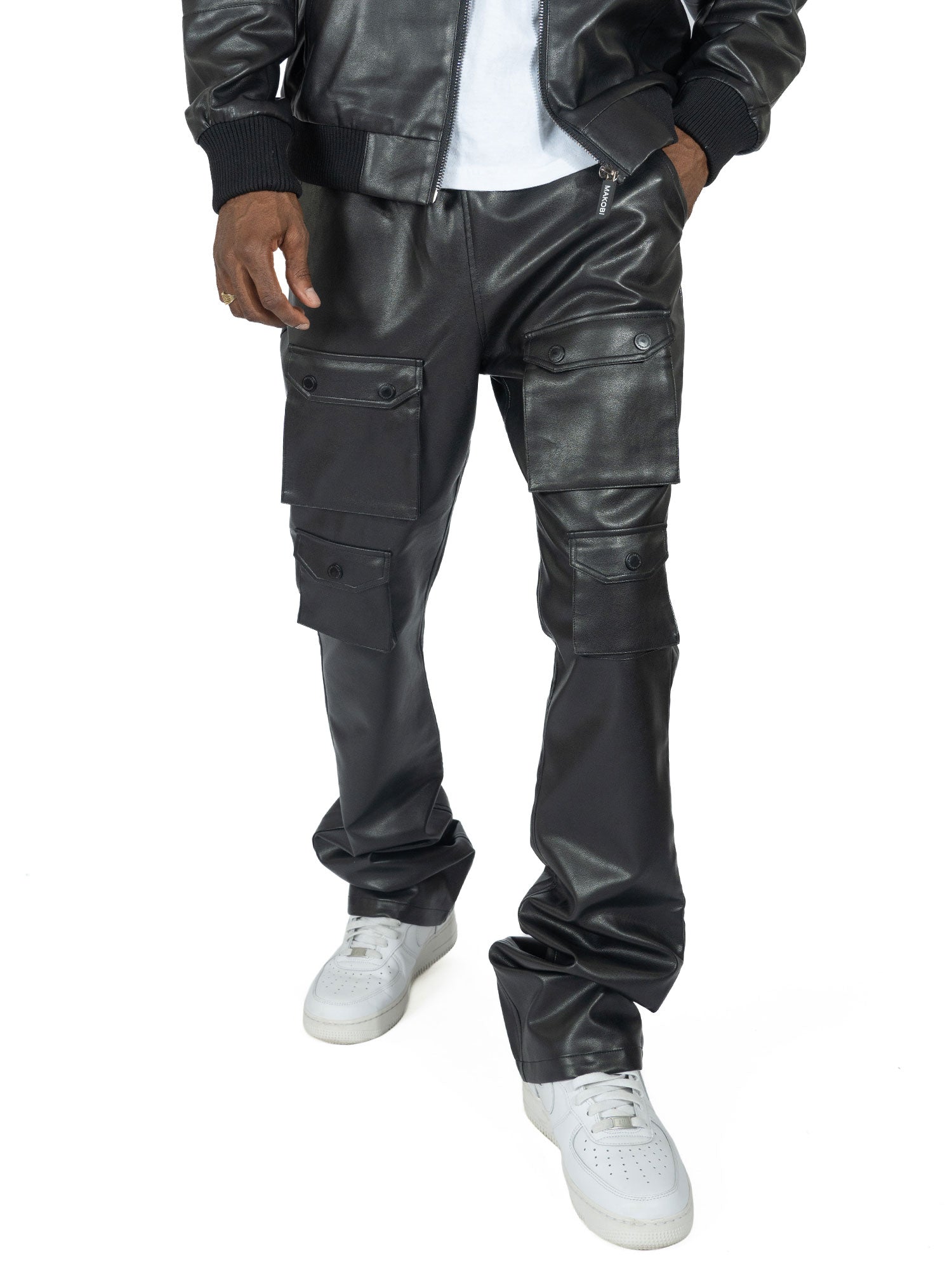 M1927 Romano Vegan Leather Stacked Pants