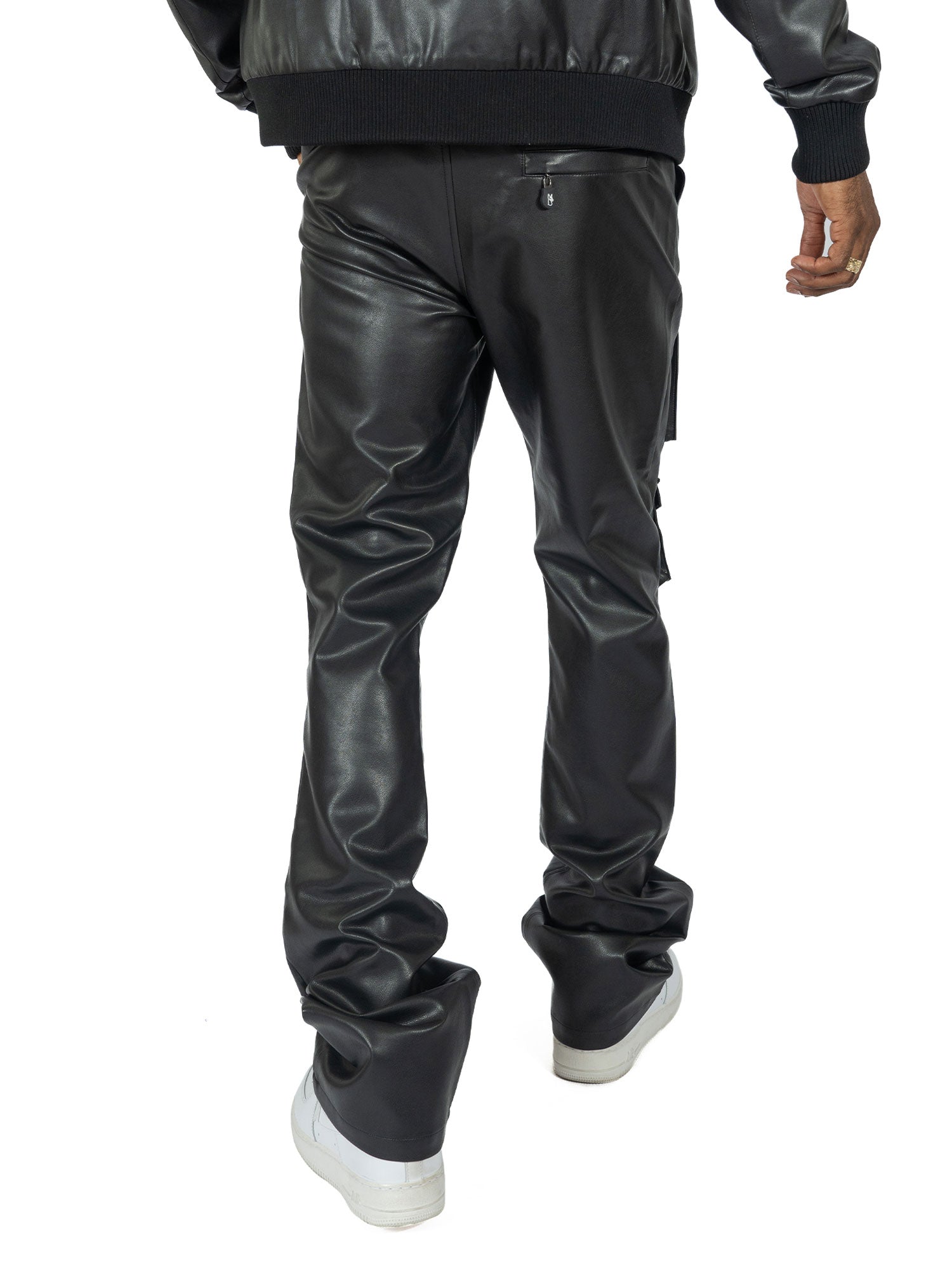 Makobi M1927 Romano Vegan Leather Stacked Pants, view 3