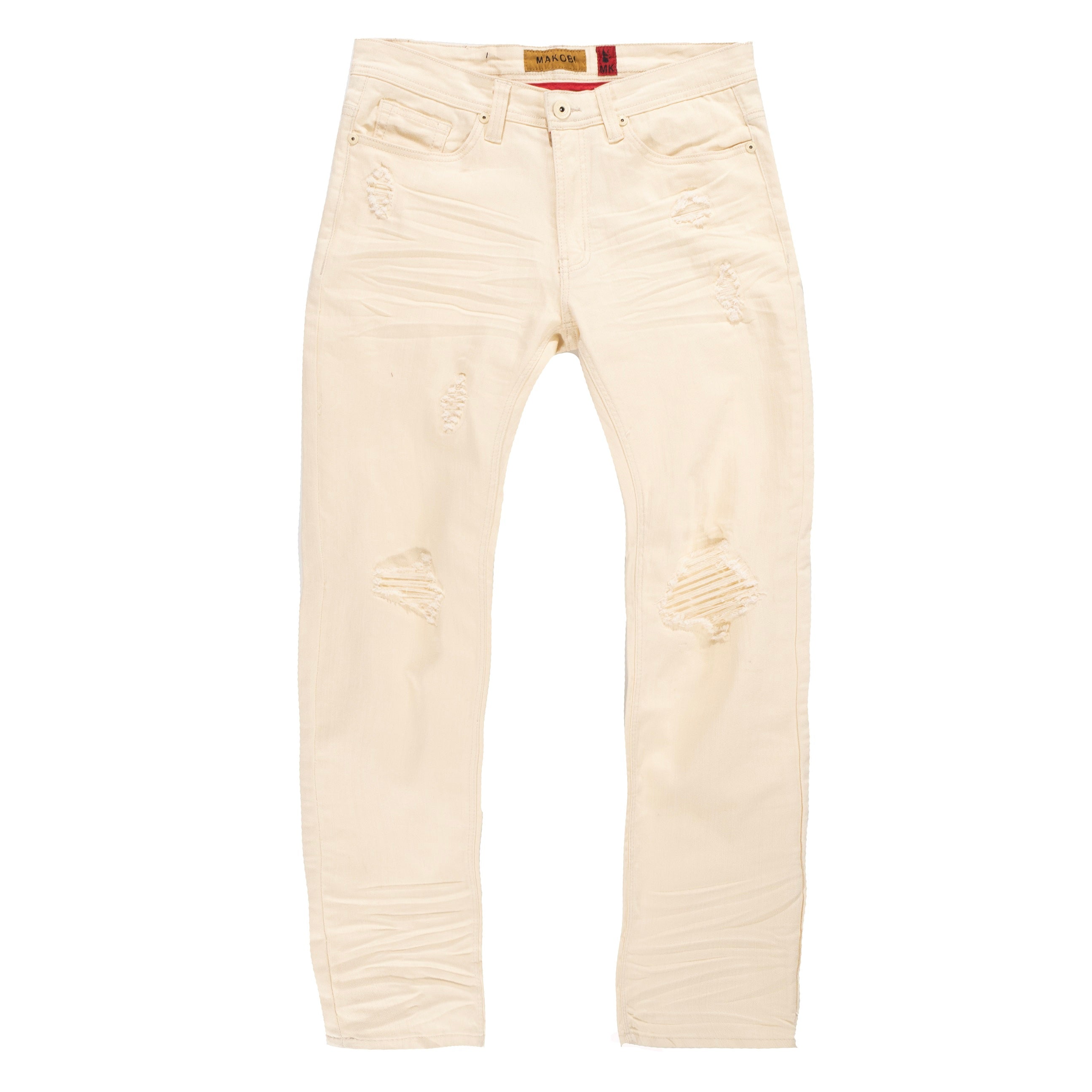 M1932 Makobi Brighton Shredded Twill Jeans - Natural