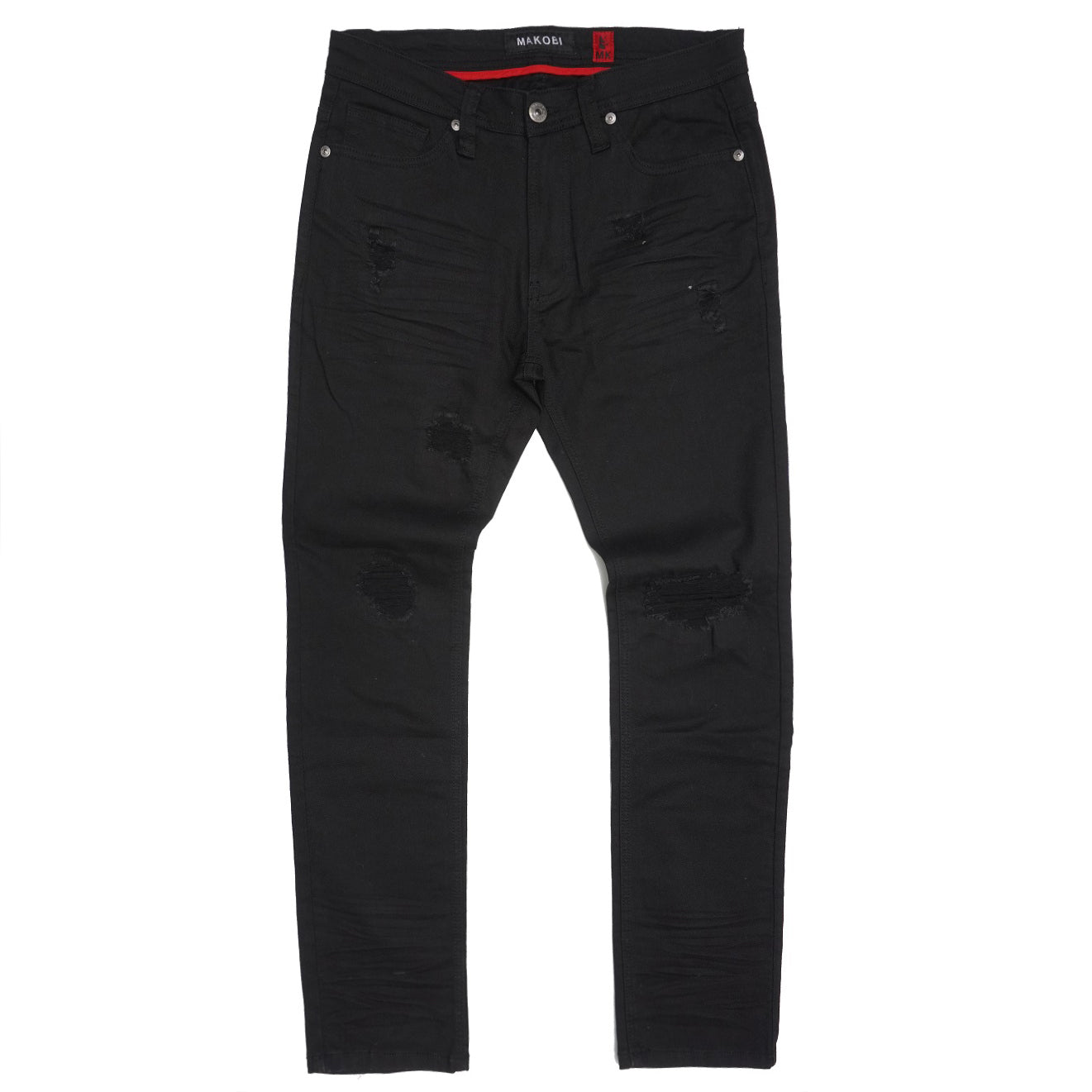 M1932 Makobi Brighton Shredded Twill Jeans - Black – Makobi Jeans USA