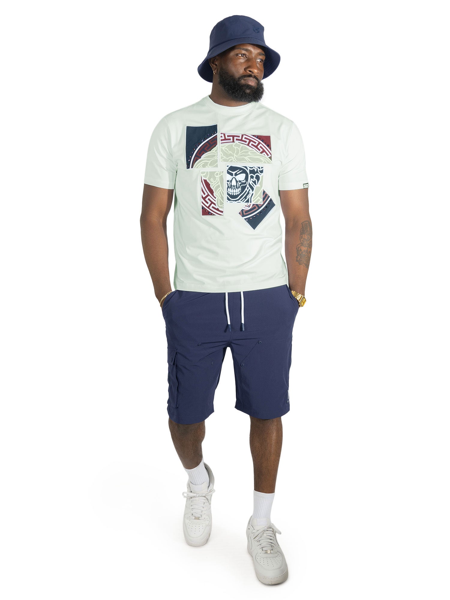 Jersey Shirt | M193 Bianco Medusa Tee - White Navy