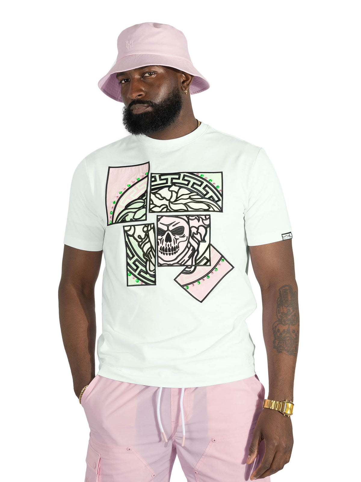 M193 Bianco Medusa T-shirt - White Pink