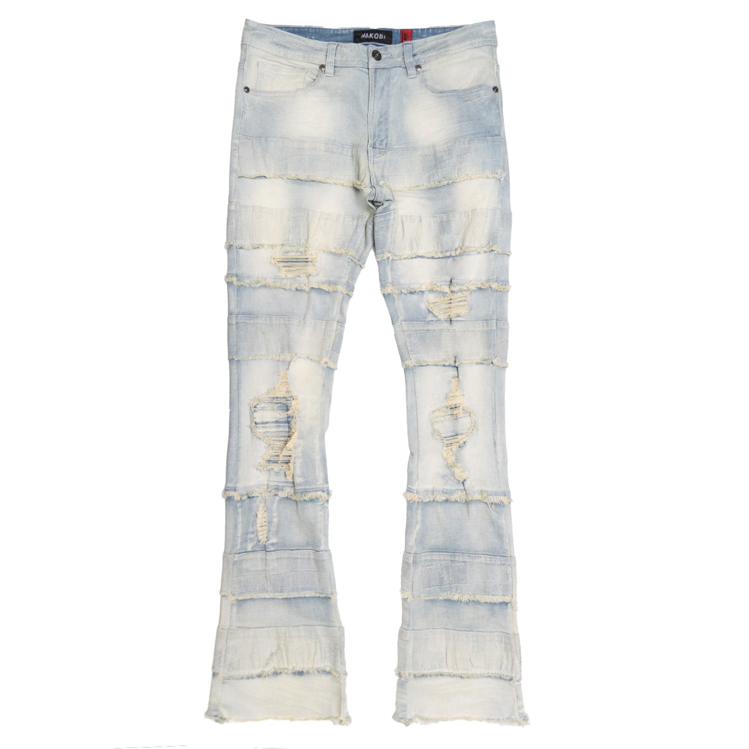 M1951 Bianchi Stacked Jeans - Light Wash – Makobi Jeans USA
